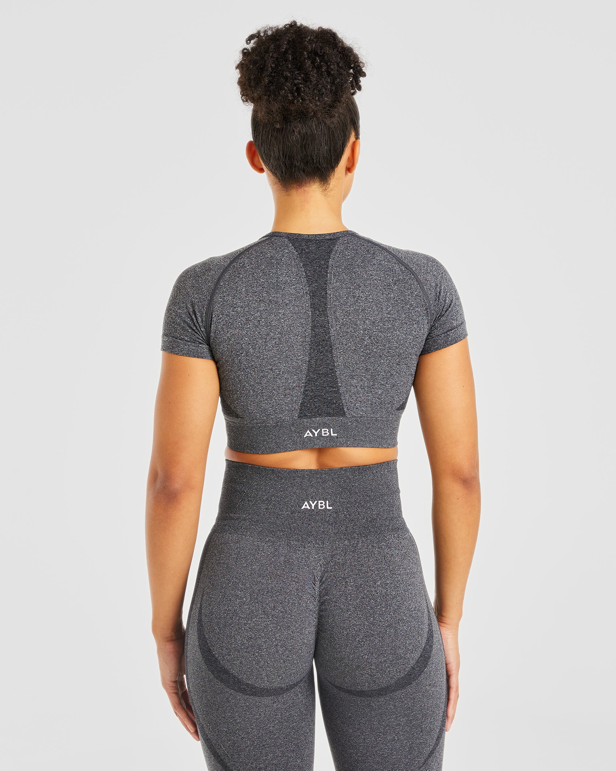 Empower Seamless Crop Top - Black Marl - aybldev