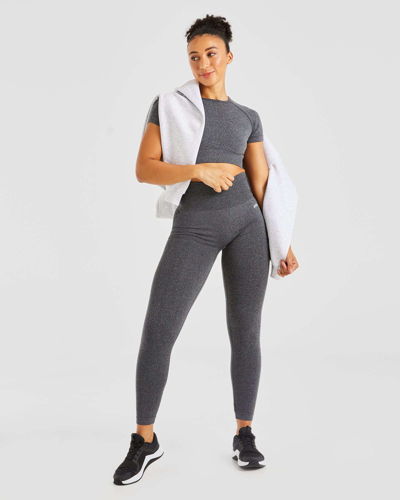 Empower Seamless Crop Top - Black Marl - aybldev