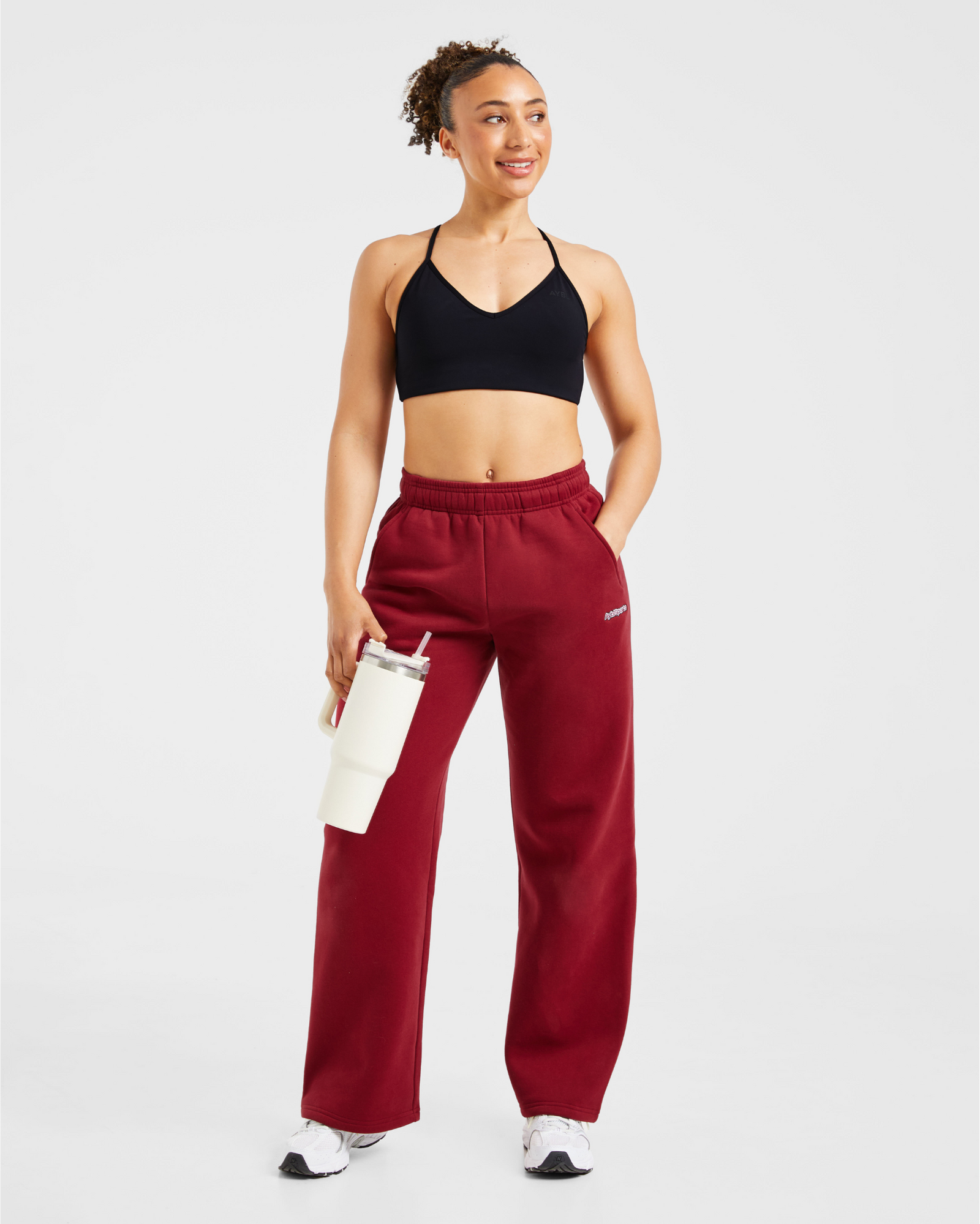 AYBL Sports Outline Oversized Straight Leg Joggers - Burgundy