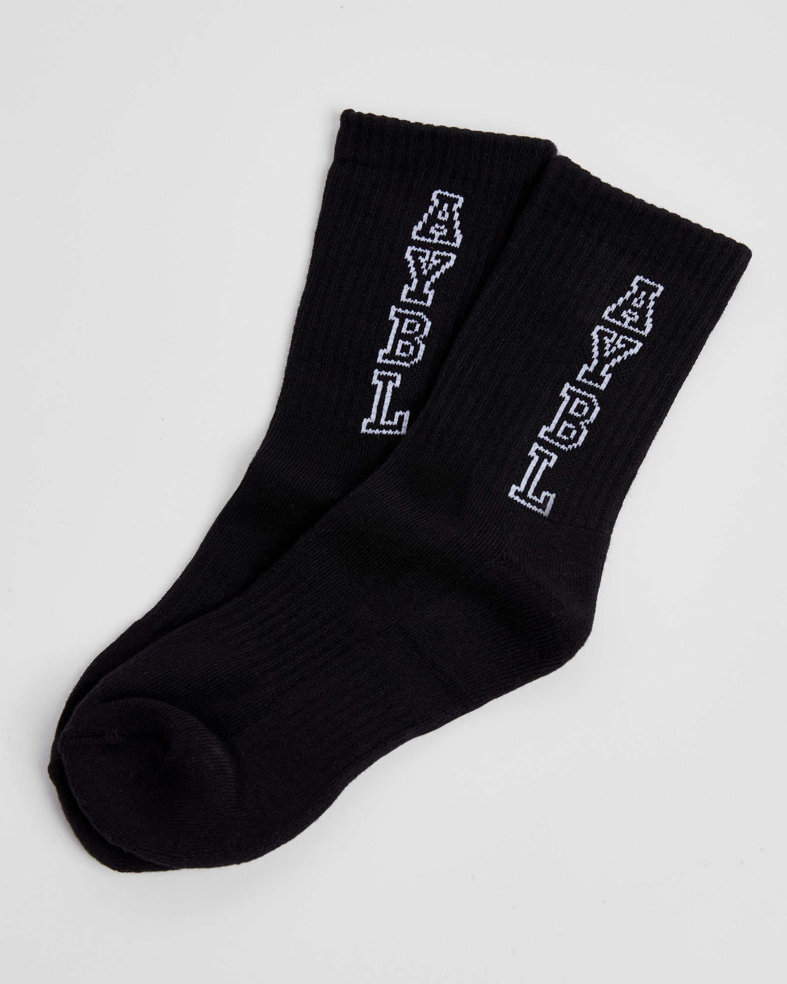 Varsity Vertical Crew Socks - Black - aybldev