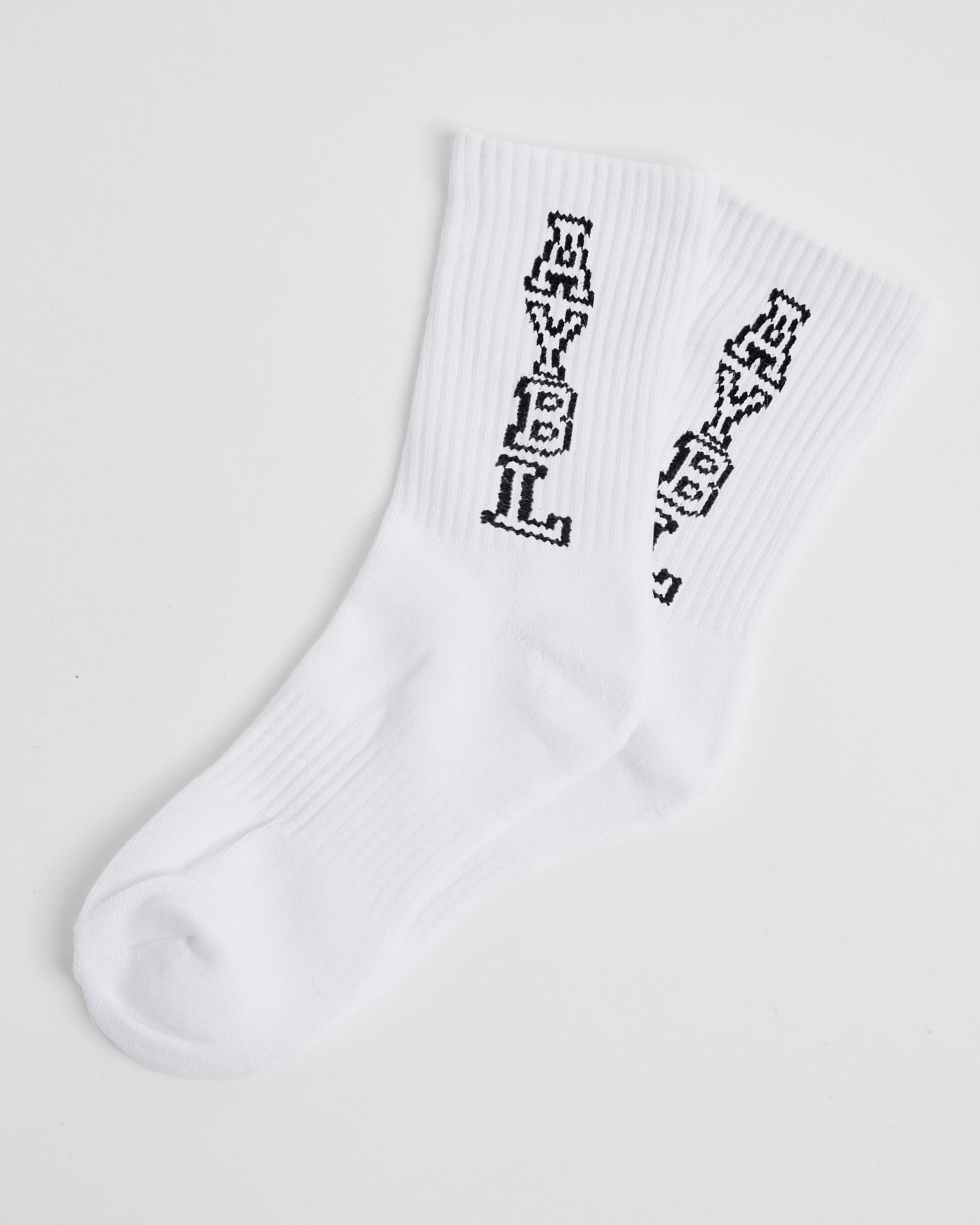 Varsity Vertical Crew Socks - White - aybldev