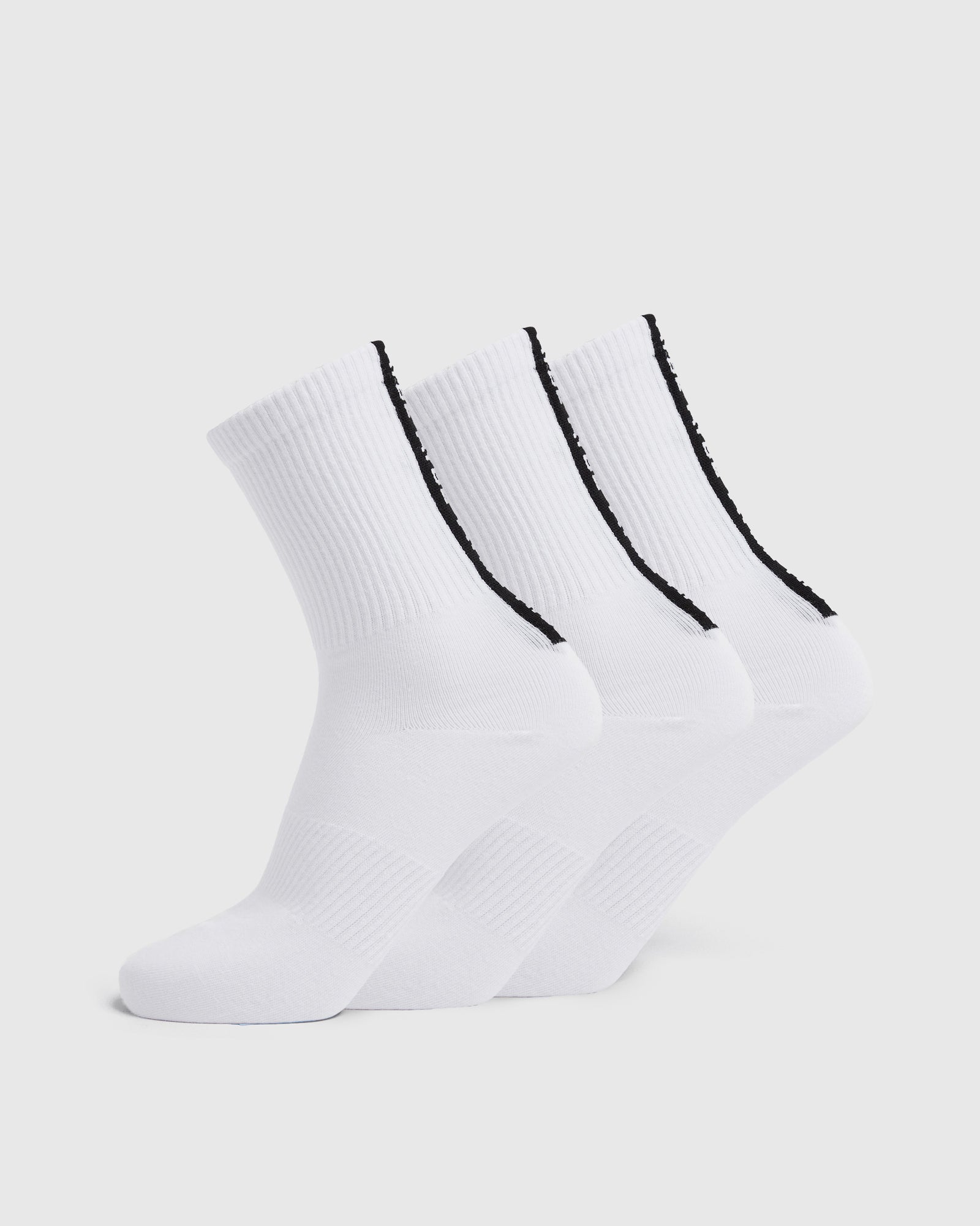 Everyday Back Stripe Crew Socks (3 Pack) - White