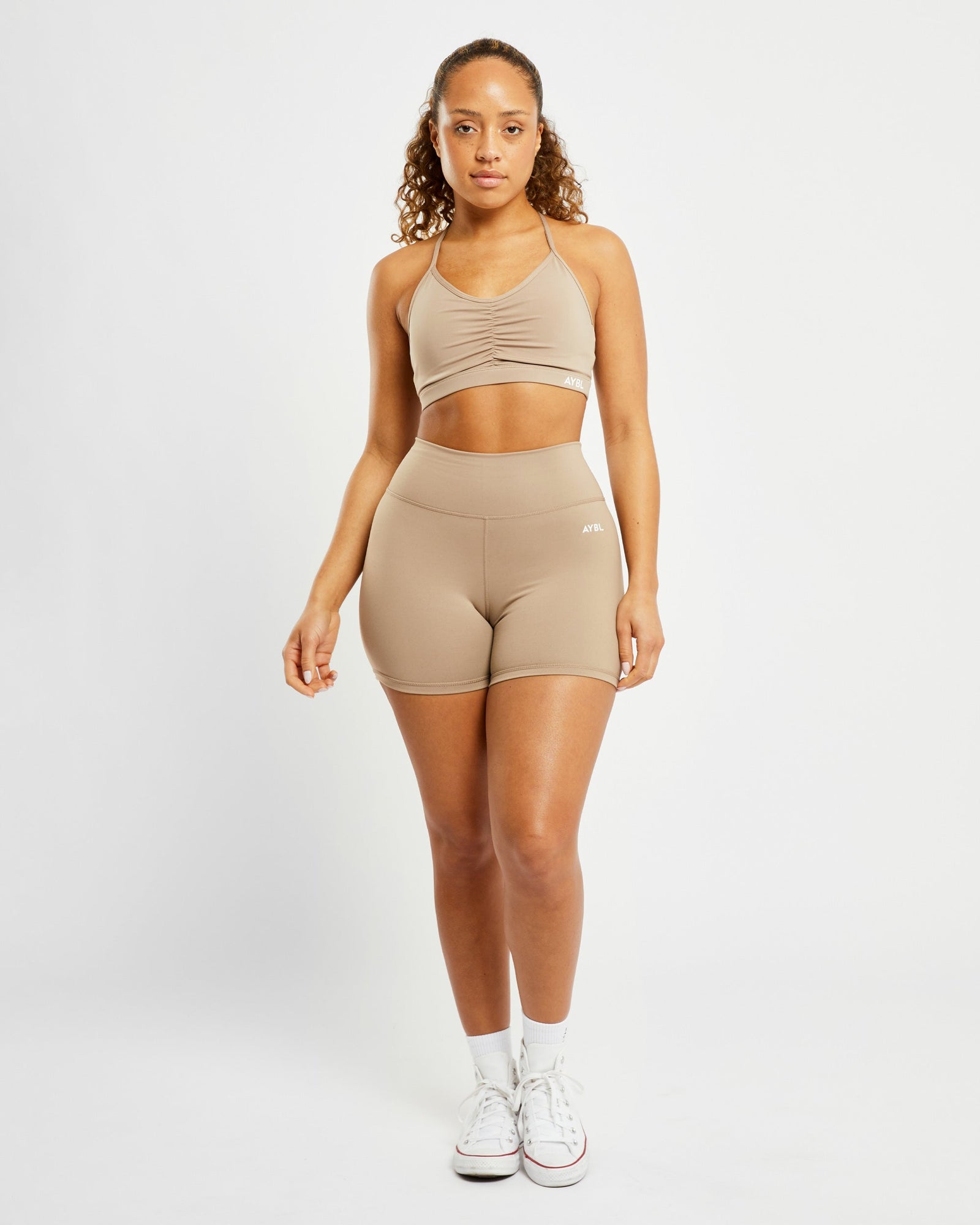 Essential Ruched Sports Bra - Mocha - aybldev