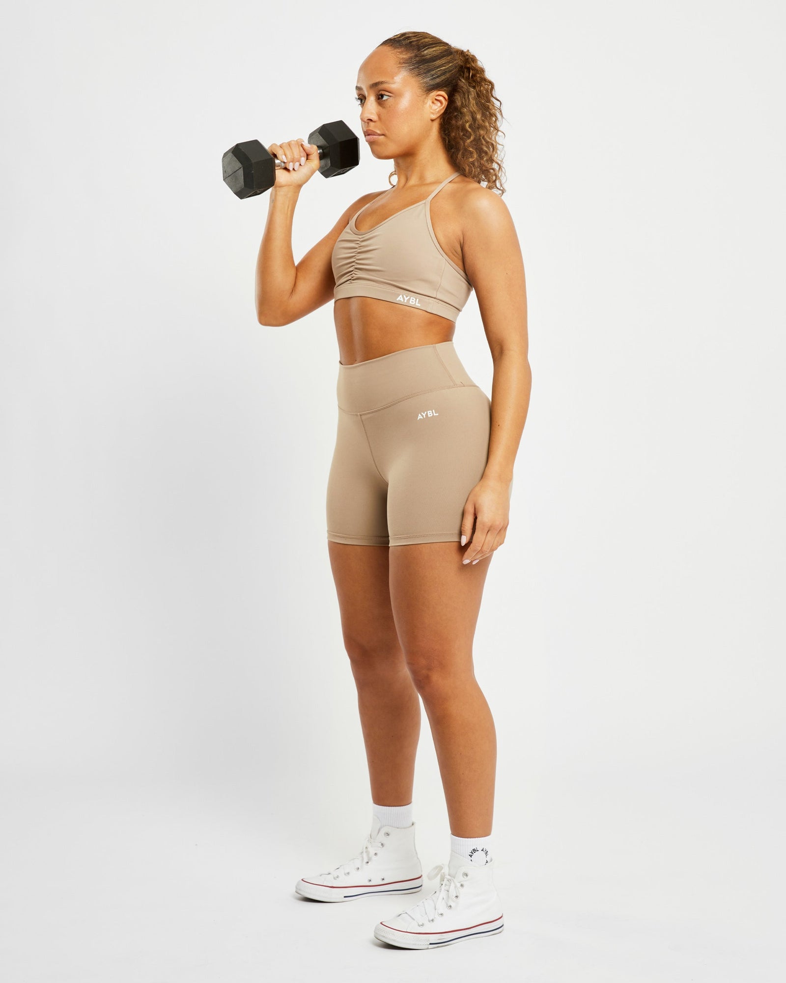 Essential Ruched Sports Bra - Mocha - aybldev