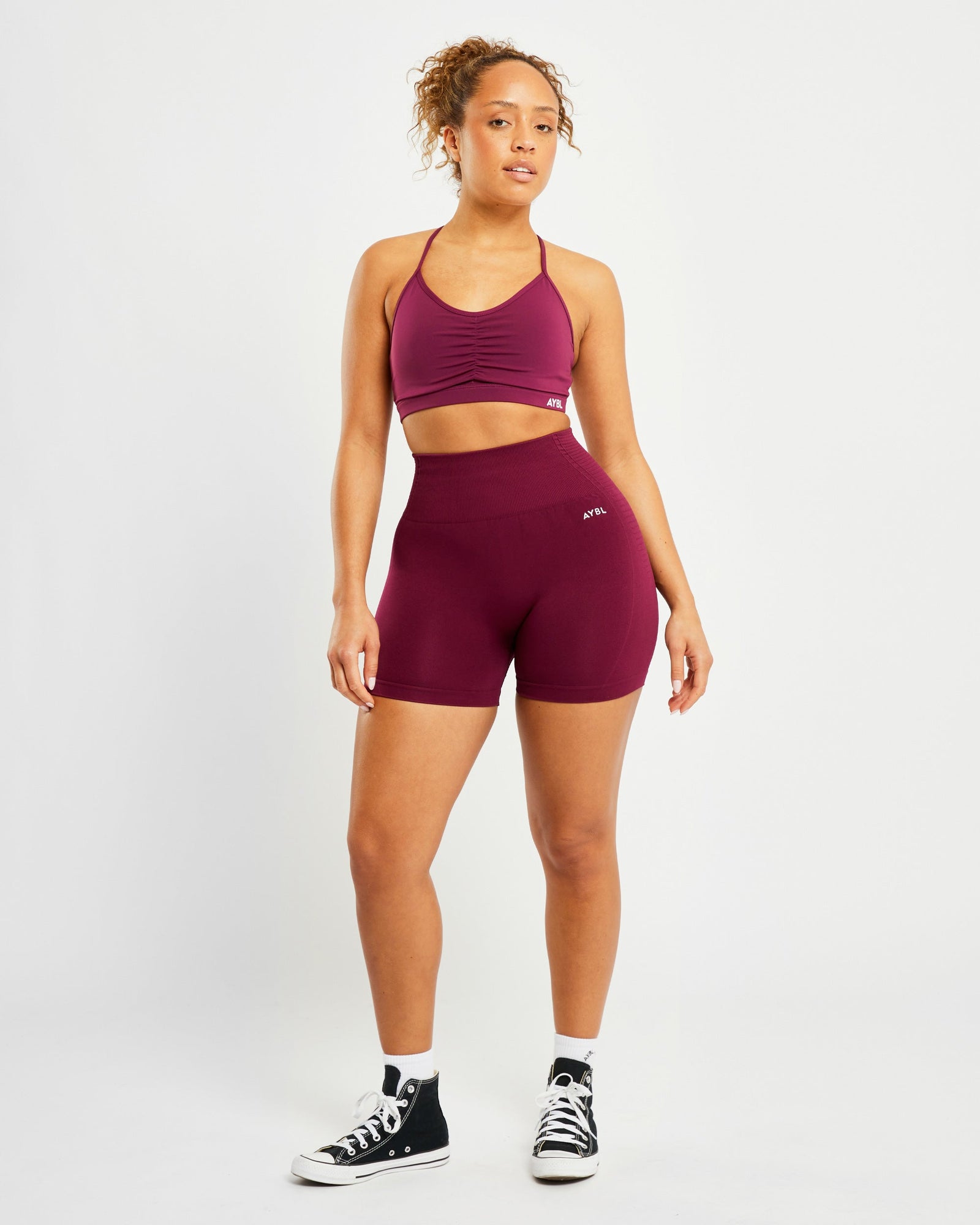 Essential Ruched Sports Bra - Purple Wine - aybldev