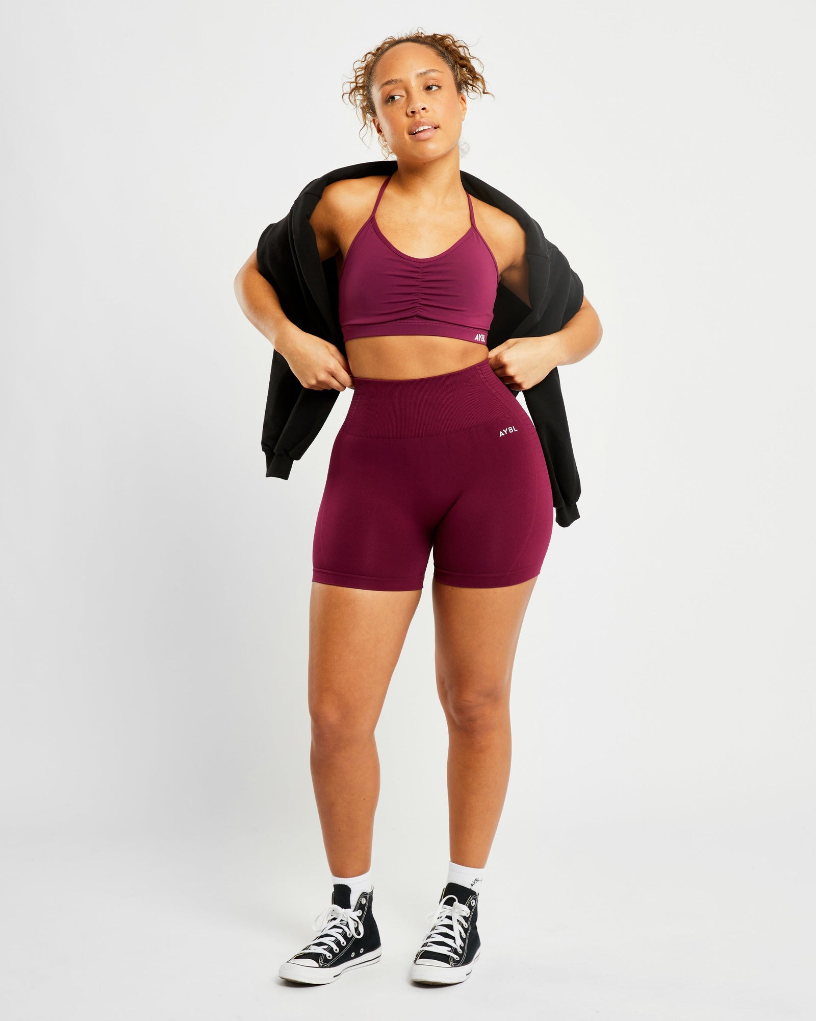 Essential Ruched Sports Bra - Purple Wine - aybldev