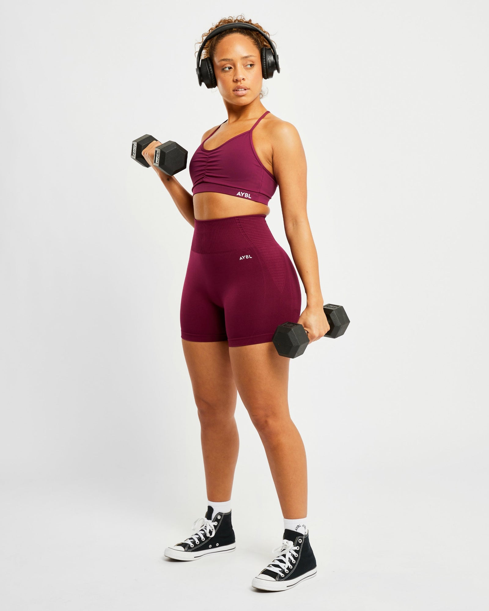 Essential Ruched Sports Bra - Purple Wine - aybldev