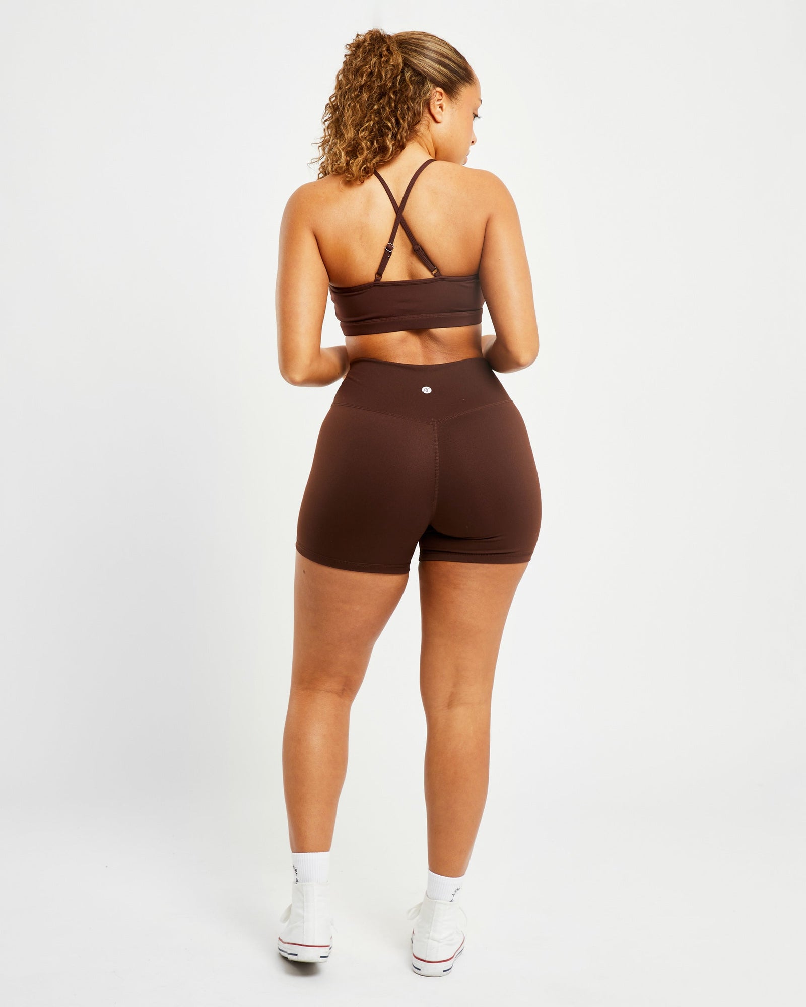 Essential V Neck Sports Bra - Chocolate Brown - aybldev