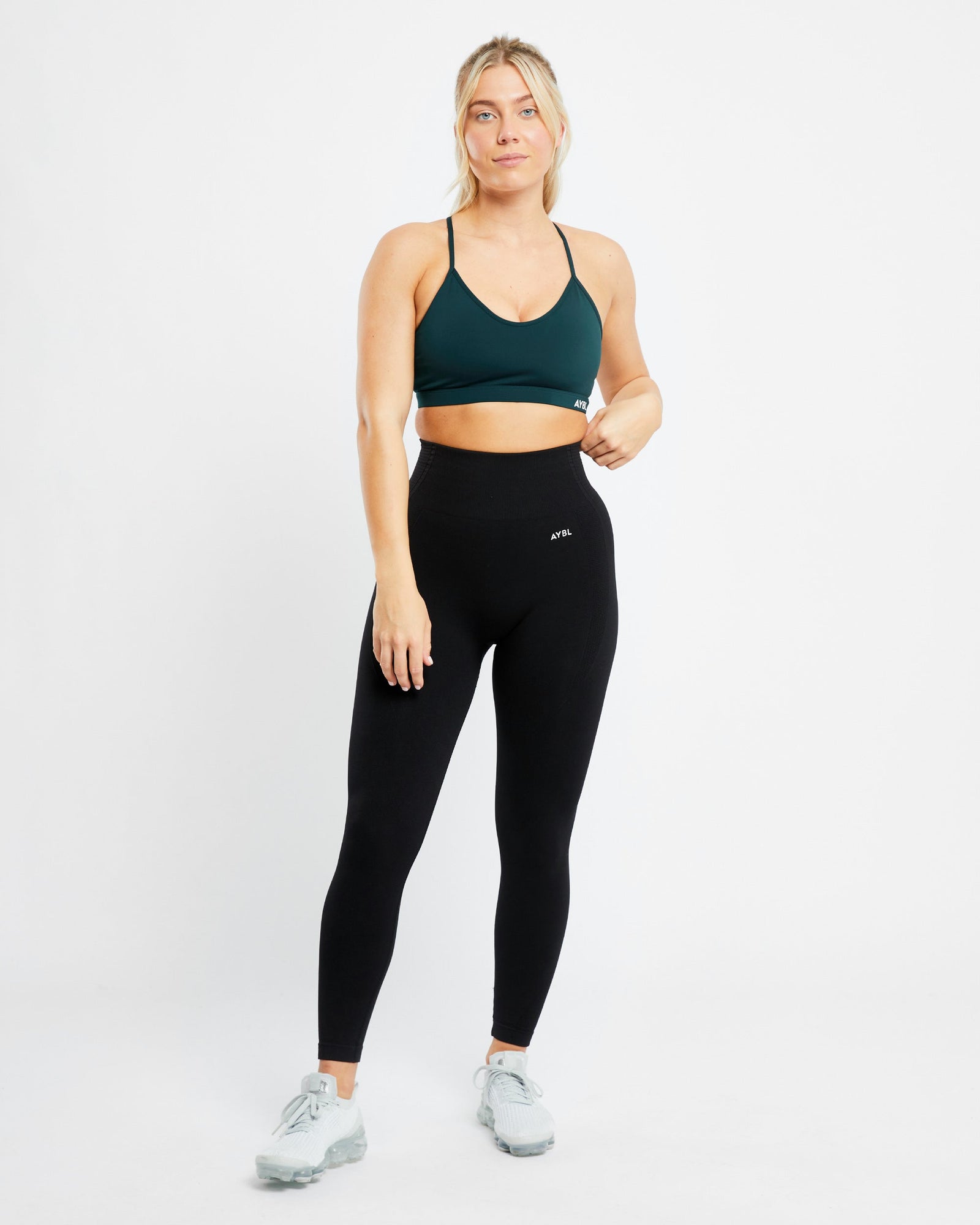 Essential V Neck Sports Bra - Forest Green - aybldev
