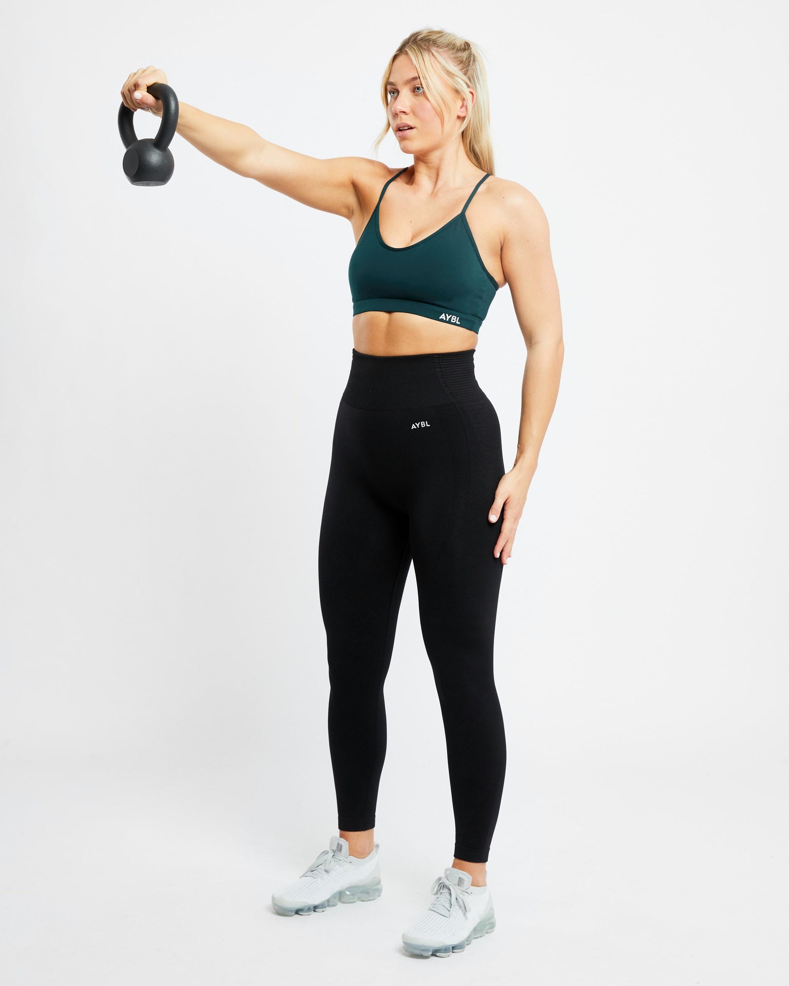 Essential V Neck Sports Bra - Forest Green - aybldev