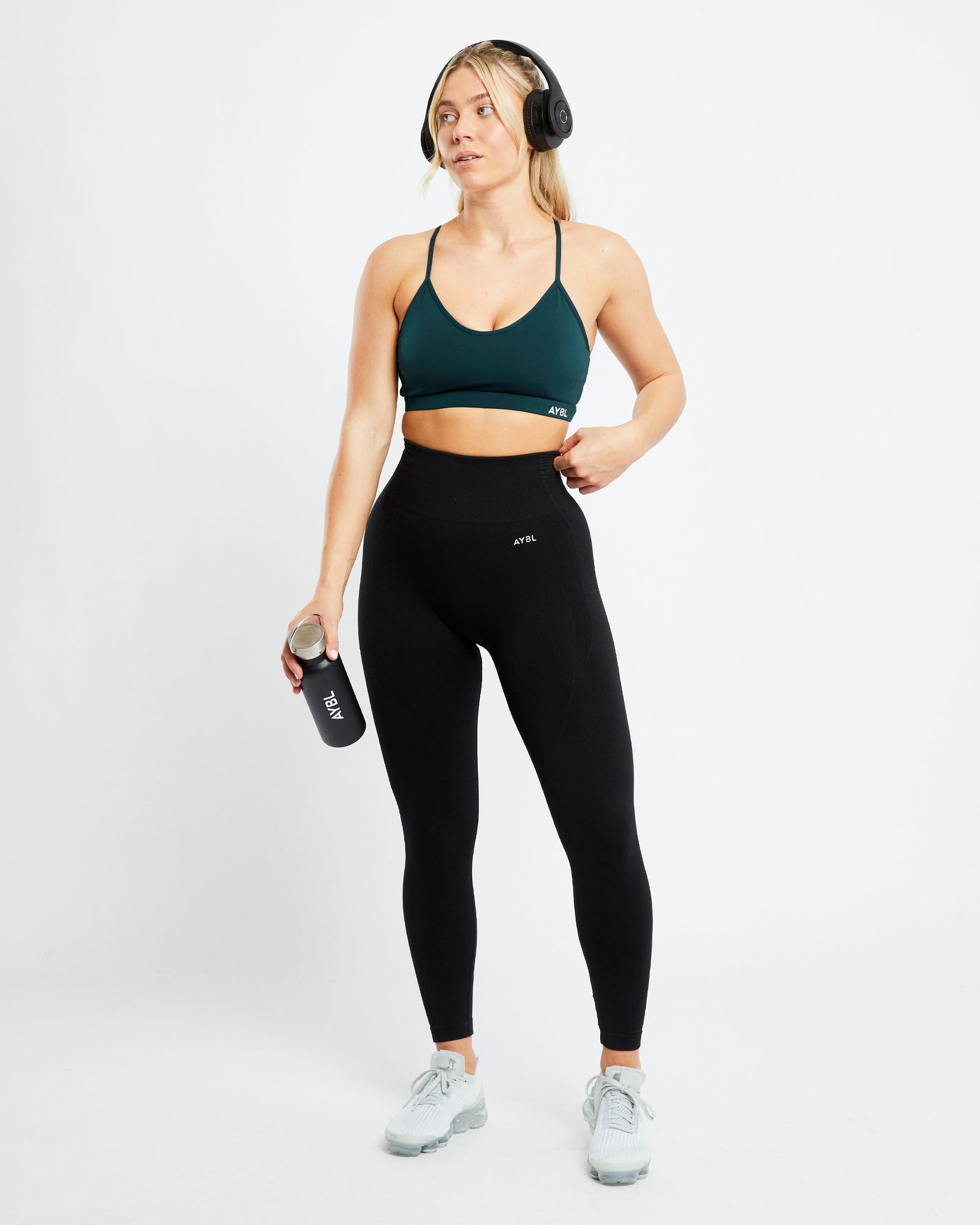 Essential V Neck Sports Bra - Forest Green - aybldev
