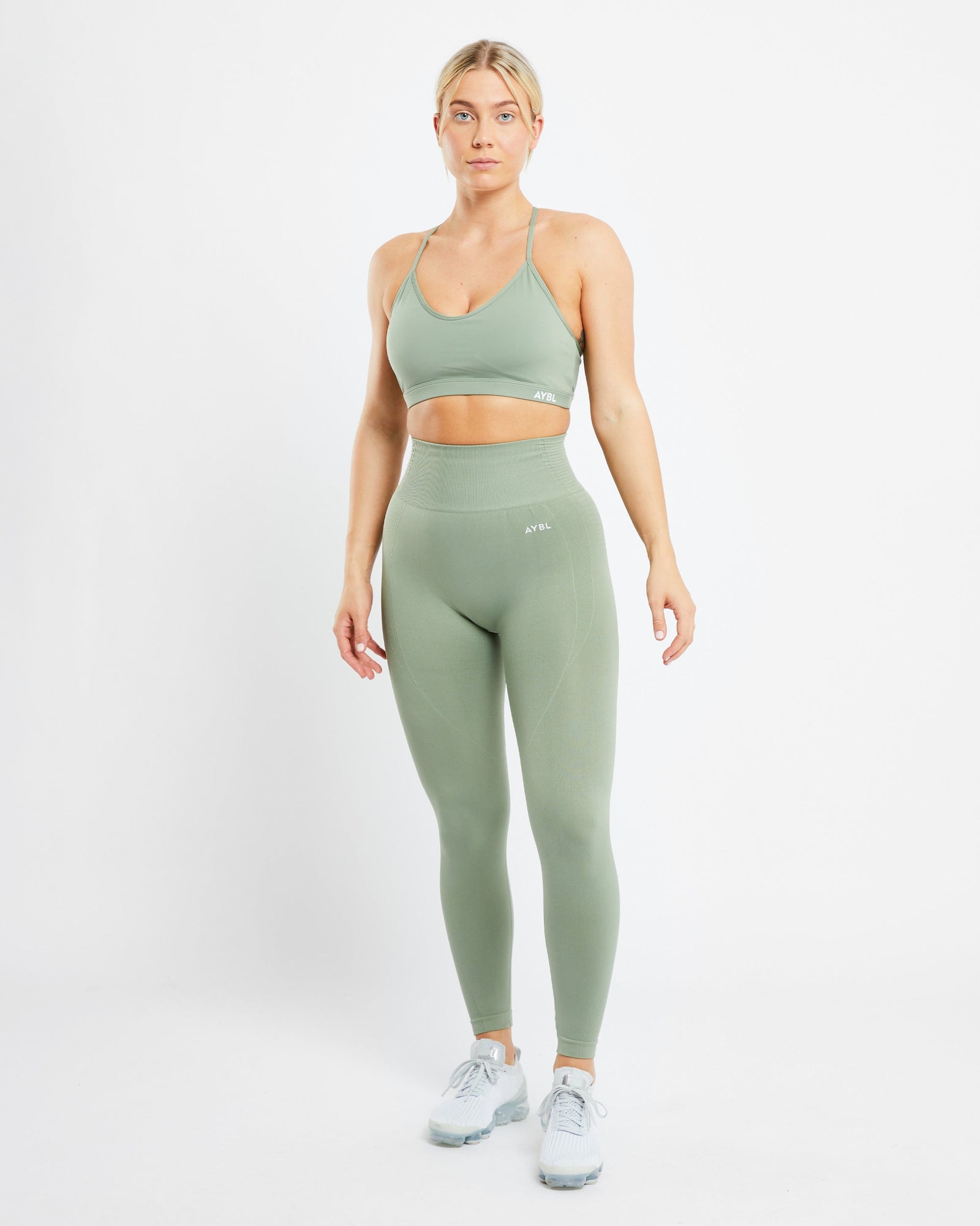 Essential V Neck Sports Bra - Olive Green - aybldev