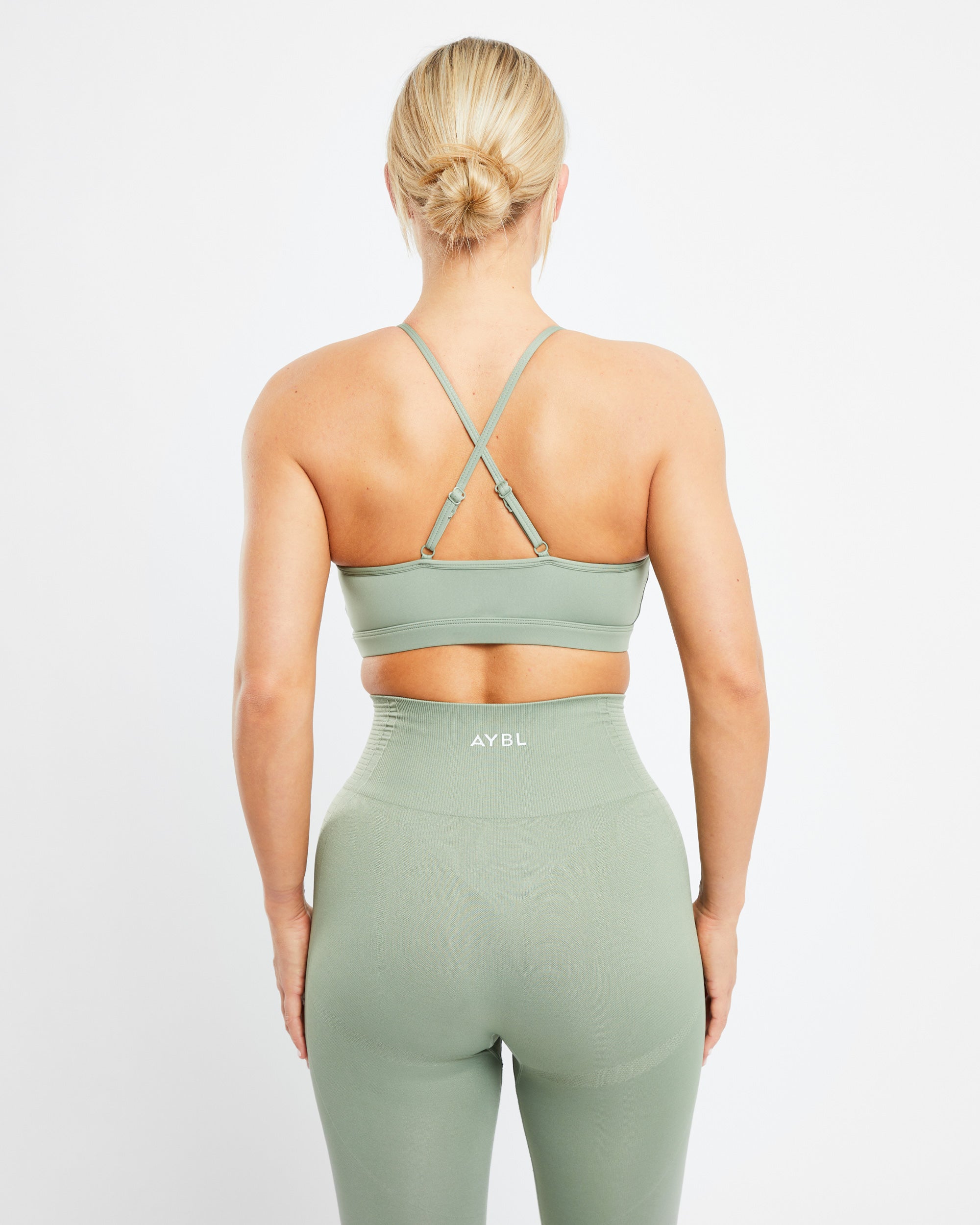 Essential V Neck Sports Bra - Olive Green - aybldev