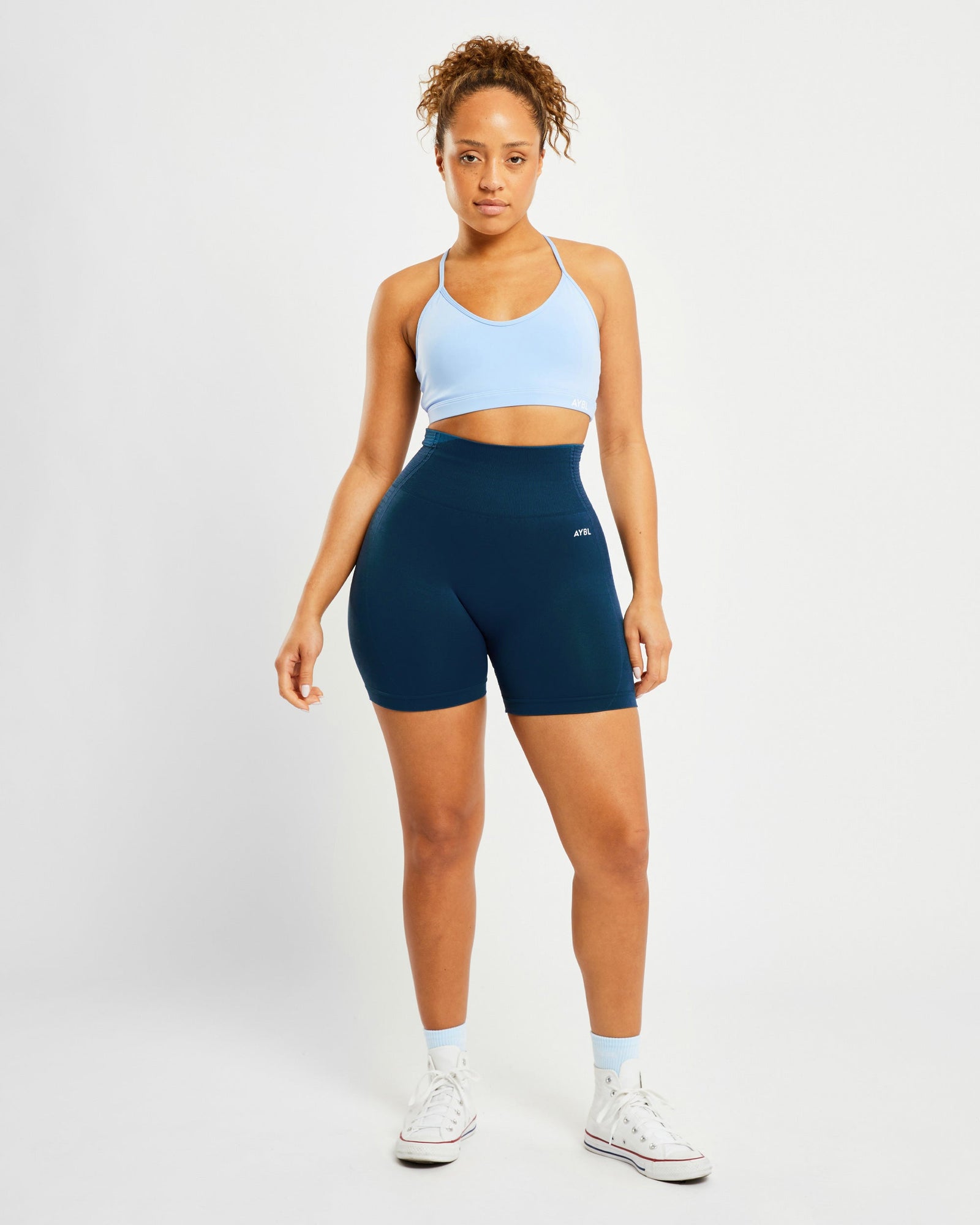 Essential V Neck Sports Bra - Powder Blue - aybldev