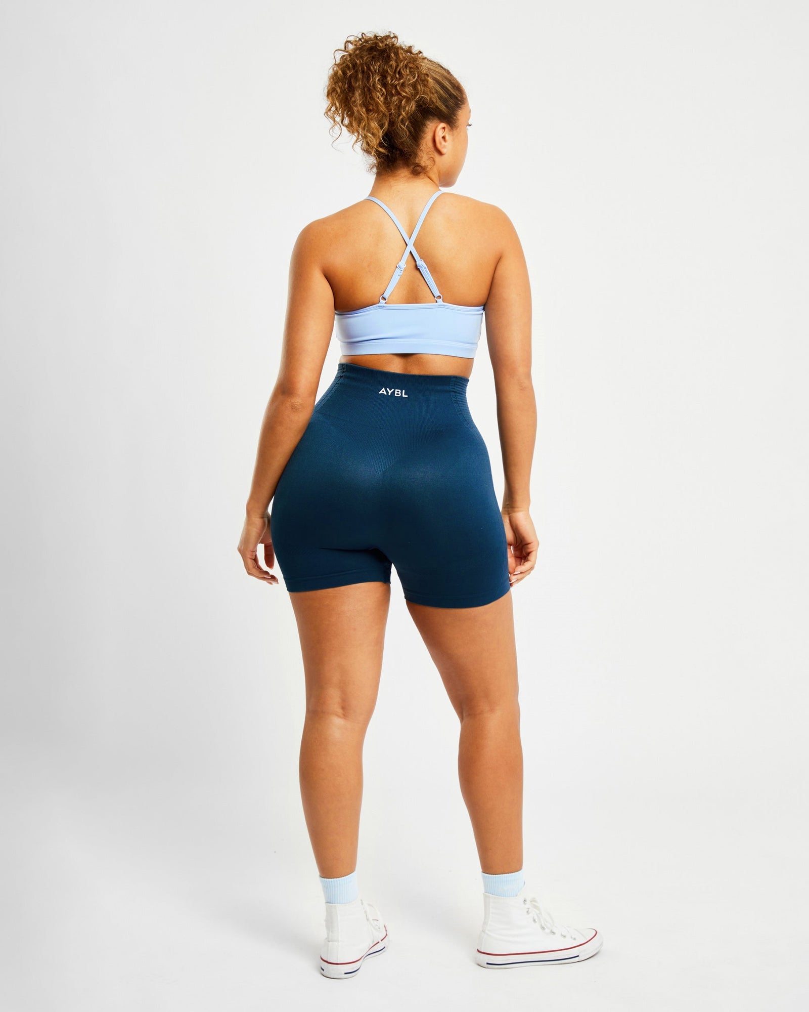 Essential V Neck Sports Bra - Powder Blue - aybldev
