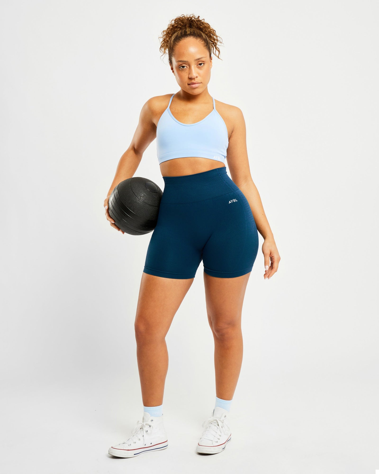 Essential V Neck Sports Bra - Powder Blue - aybldev