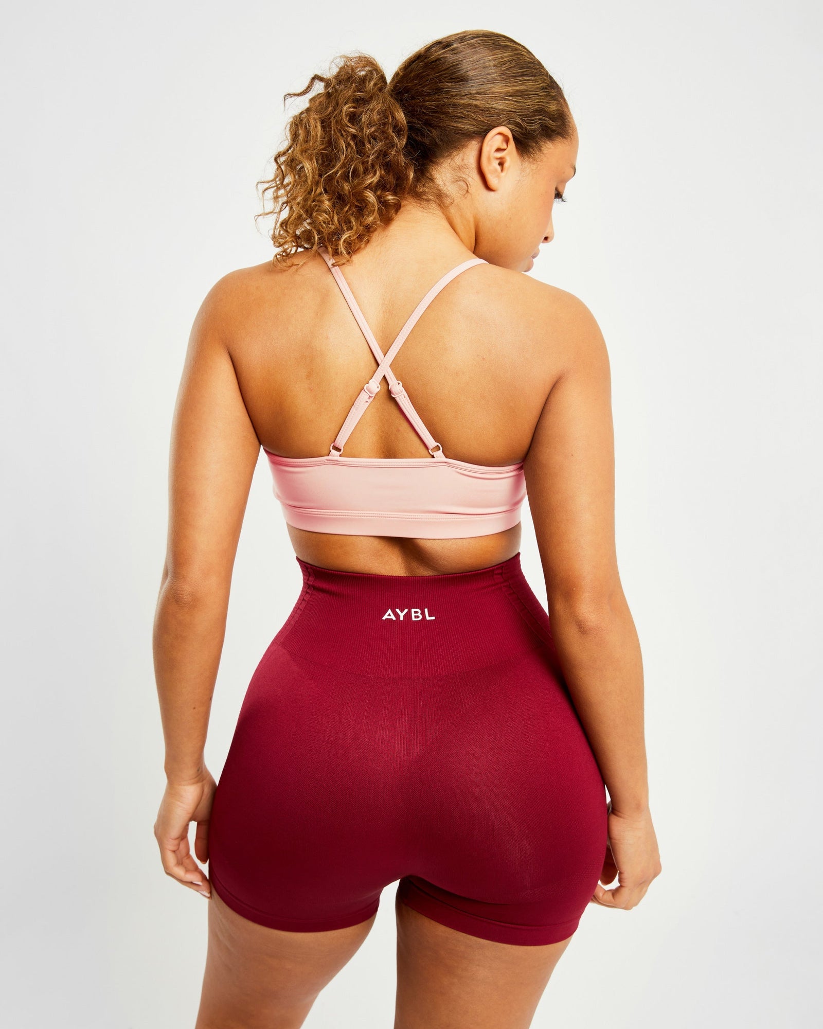 Essential V Neck Sports Bra - Dusty Pink - aybldev