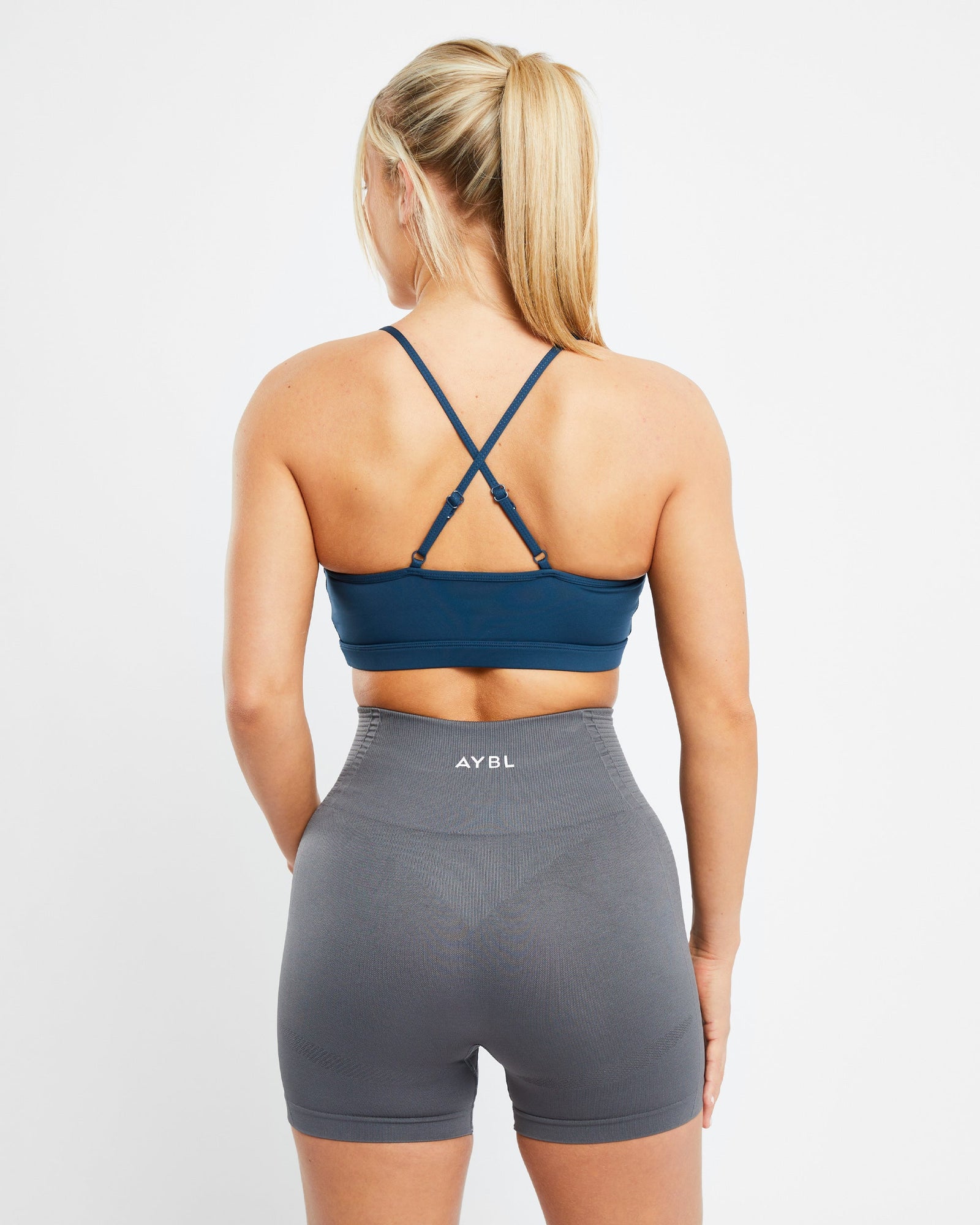 Essential V Neck Sports Bra - Marine Blue - aybldev