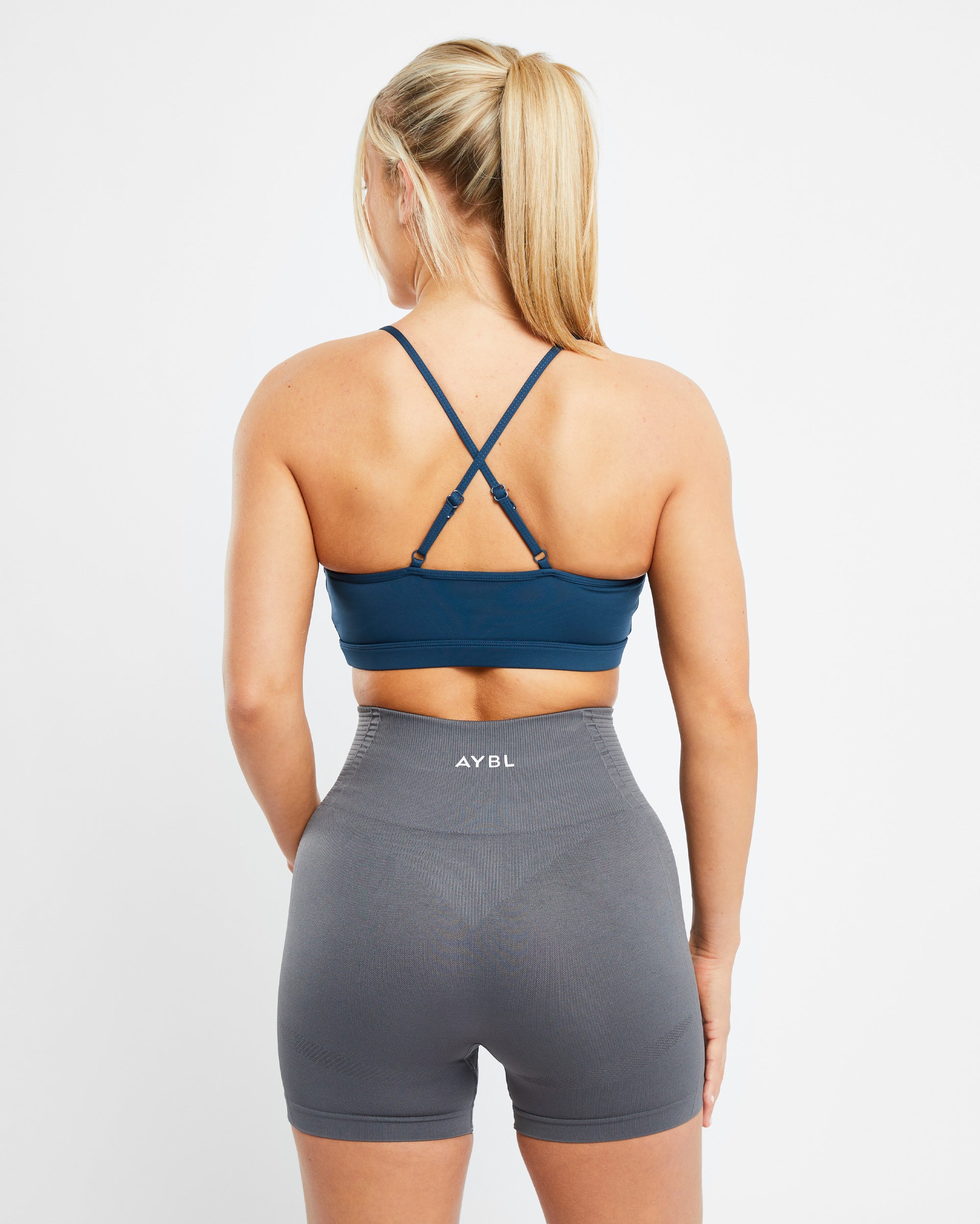 Essential V Neck Sports Bra - Marine Blue - aybldev