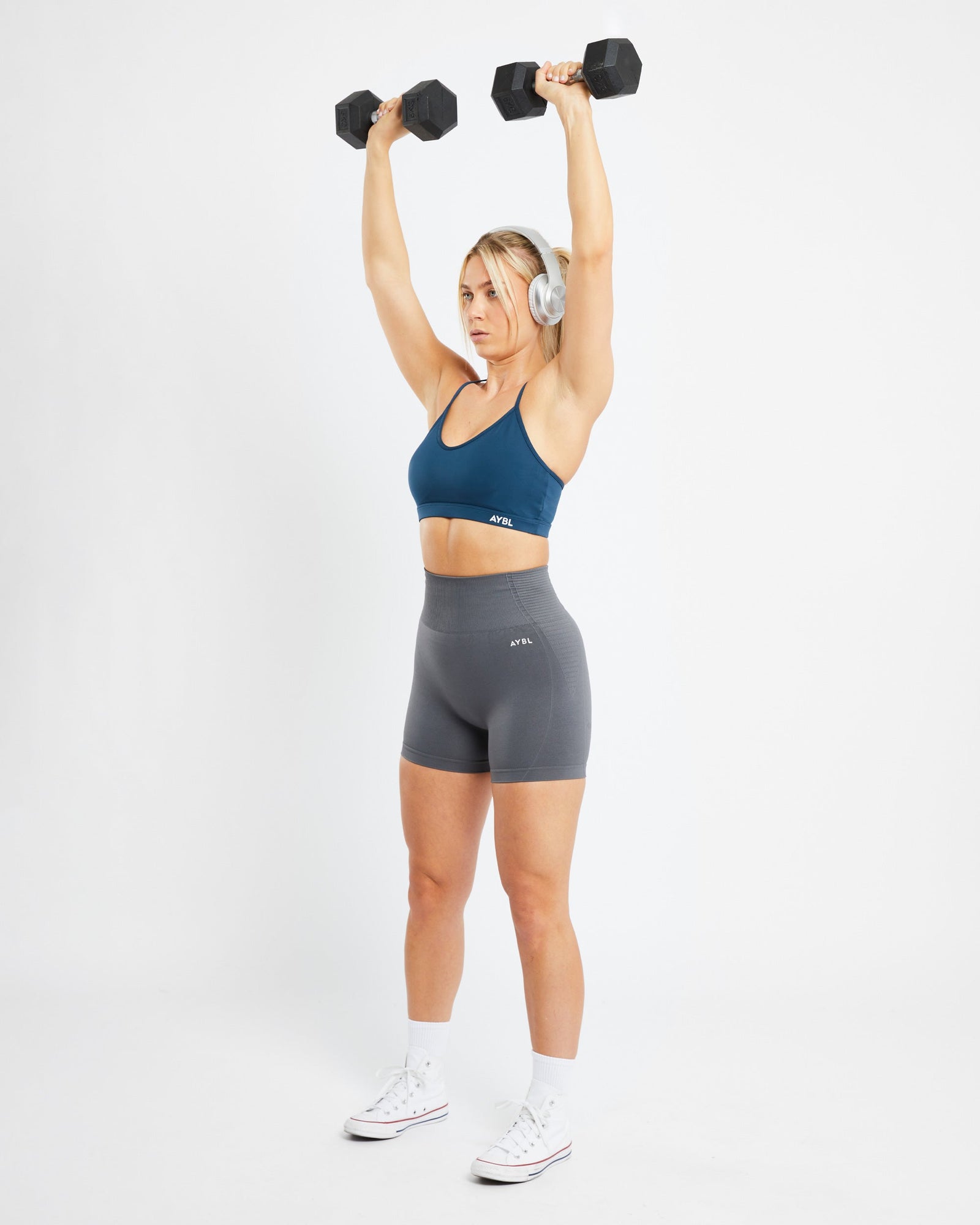 Essential V Neck Sports Bra - Marine Blue - aybldev