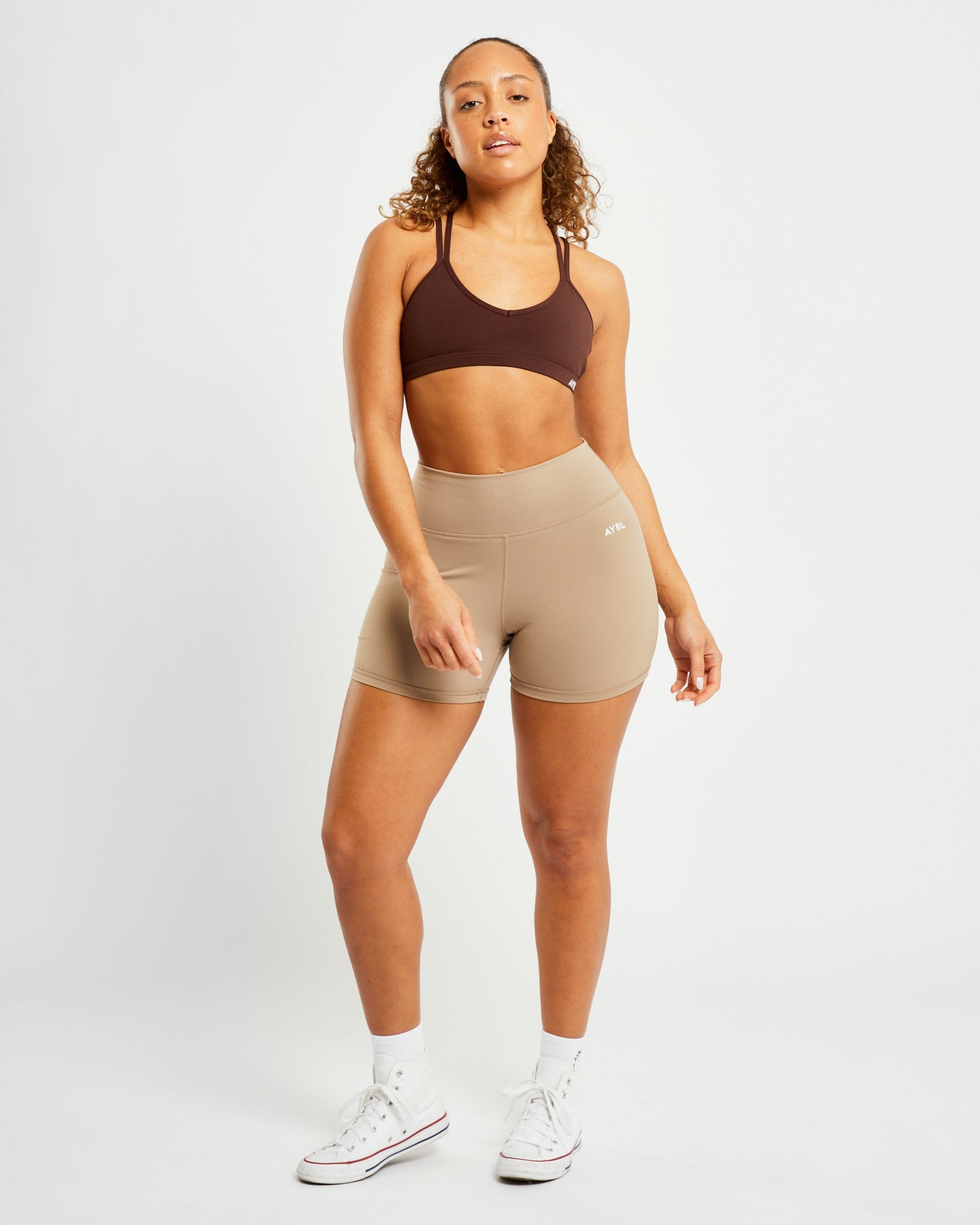Essential Strappy Sports Bra - Chocolate Brown - aybldev