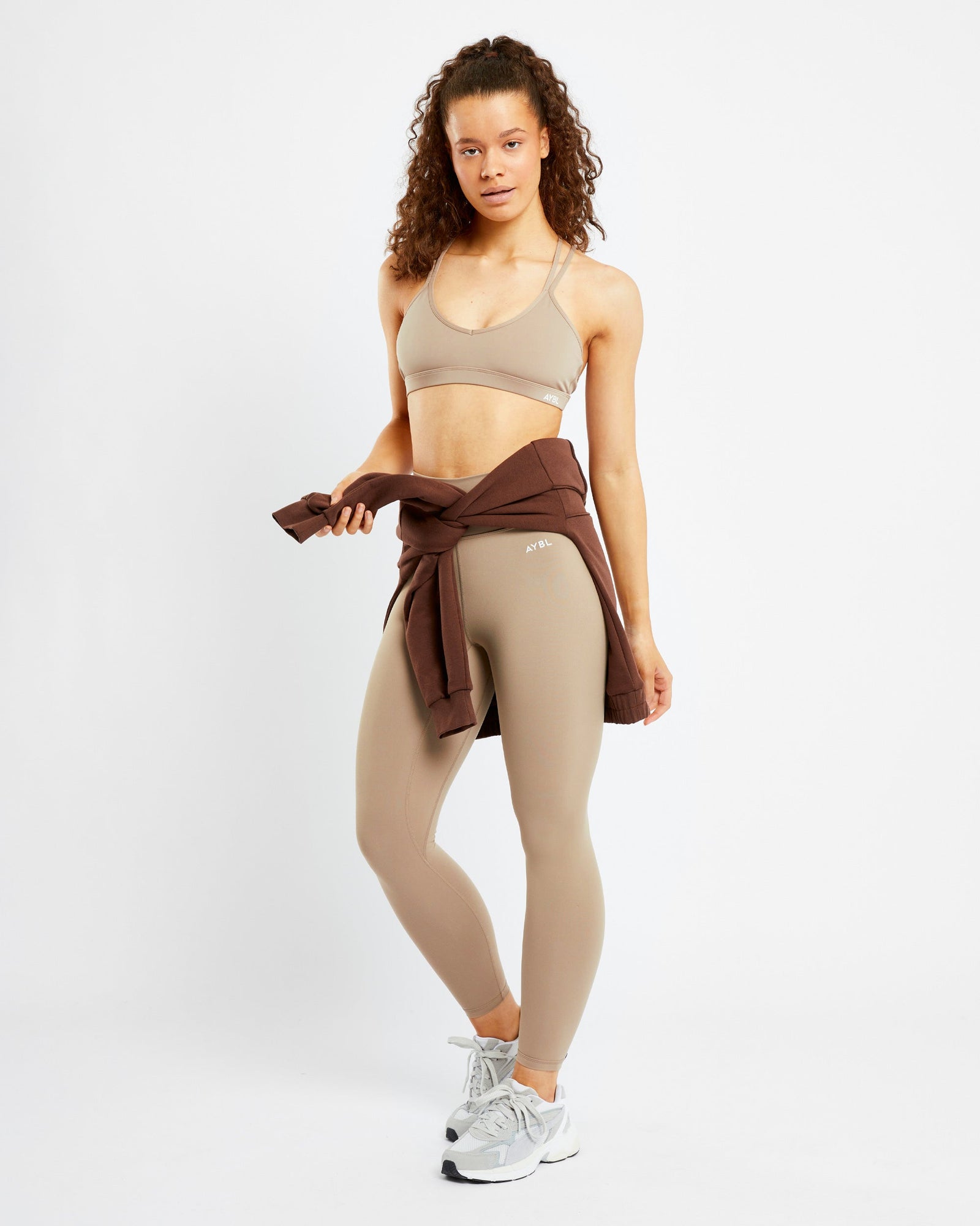 Essential Strappy Sports Bra - Mocha - aybldev