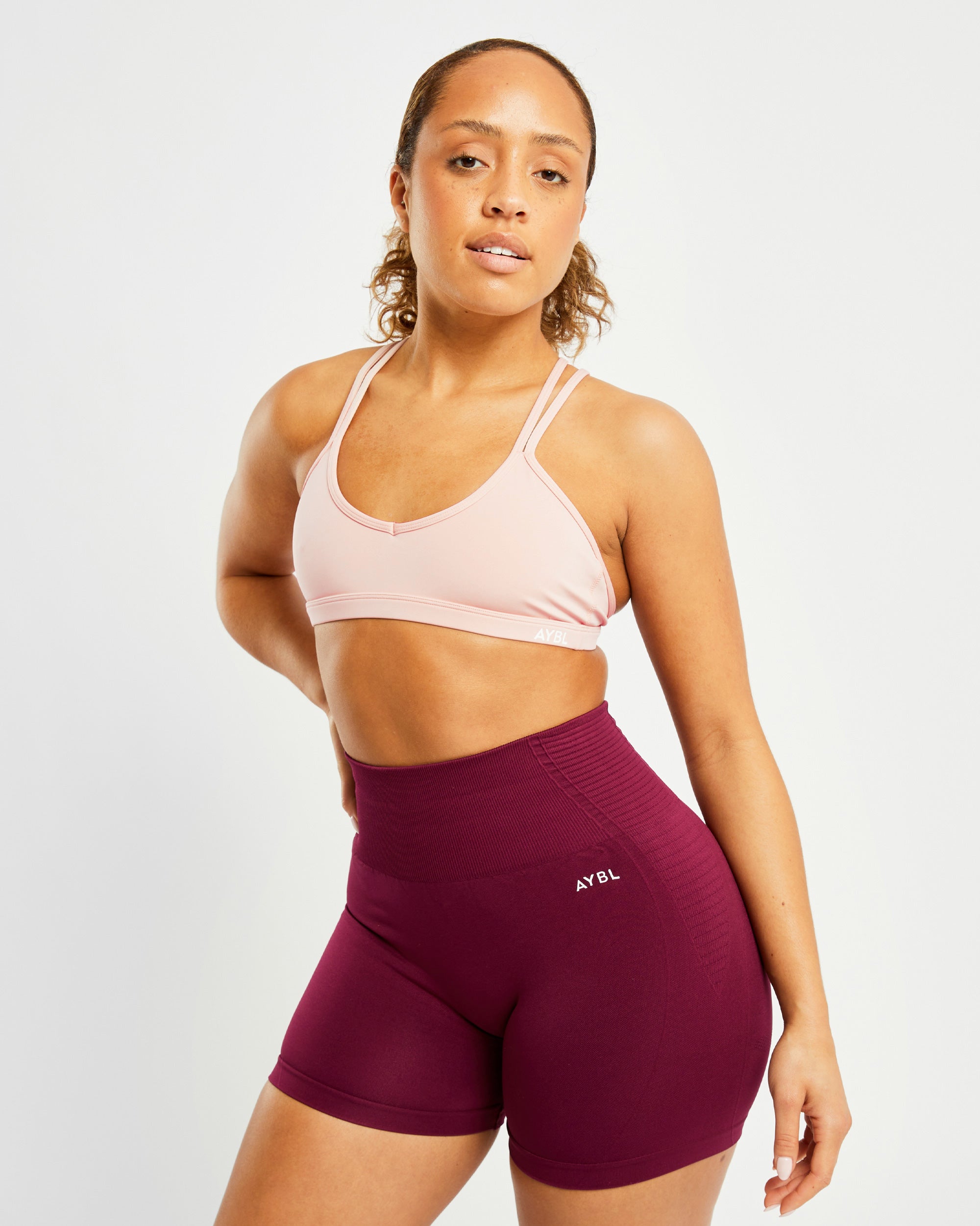 Essential Strappy Sports Bra - Dusty Pink - aybldev