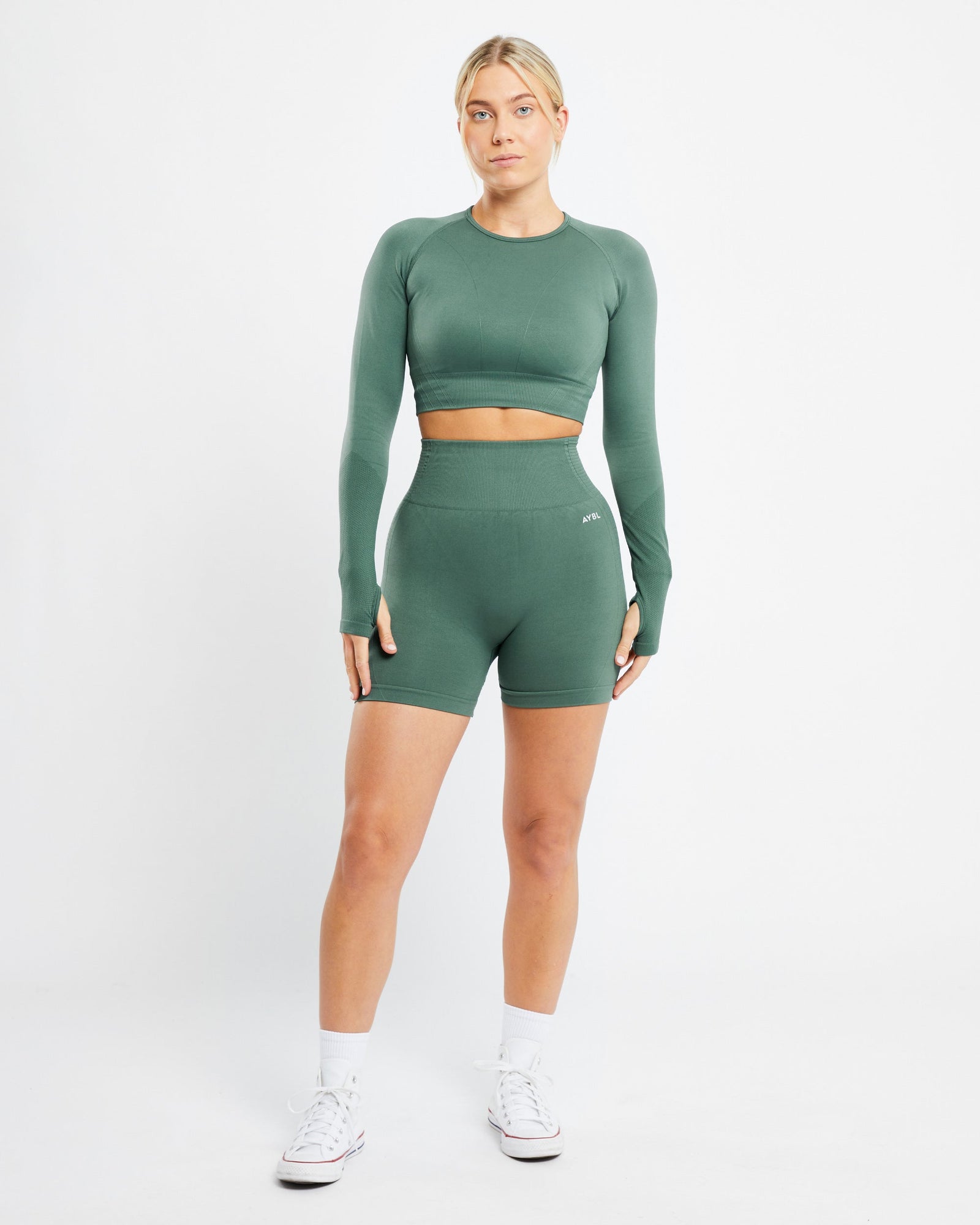 Balance V2 Seamless Long Sleeve Crop Top - Green - aybldev