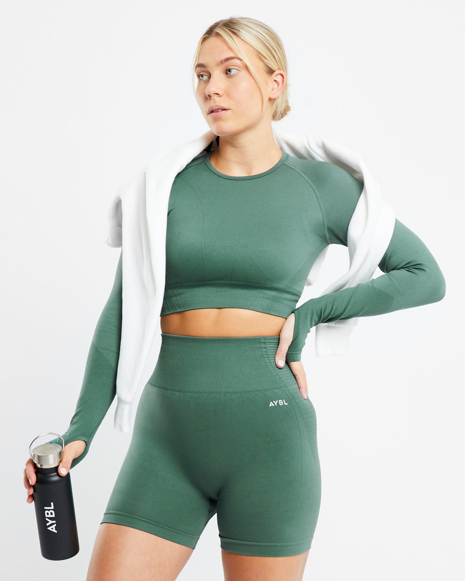 Balance V2 Seamless Long Sleeve Crop Top - Green - aybldev
