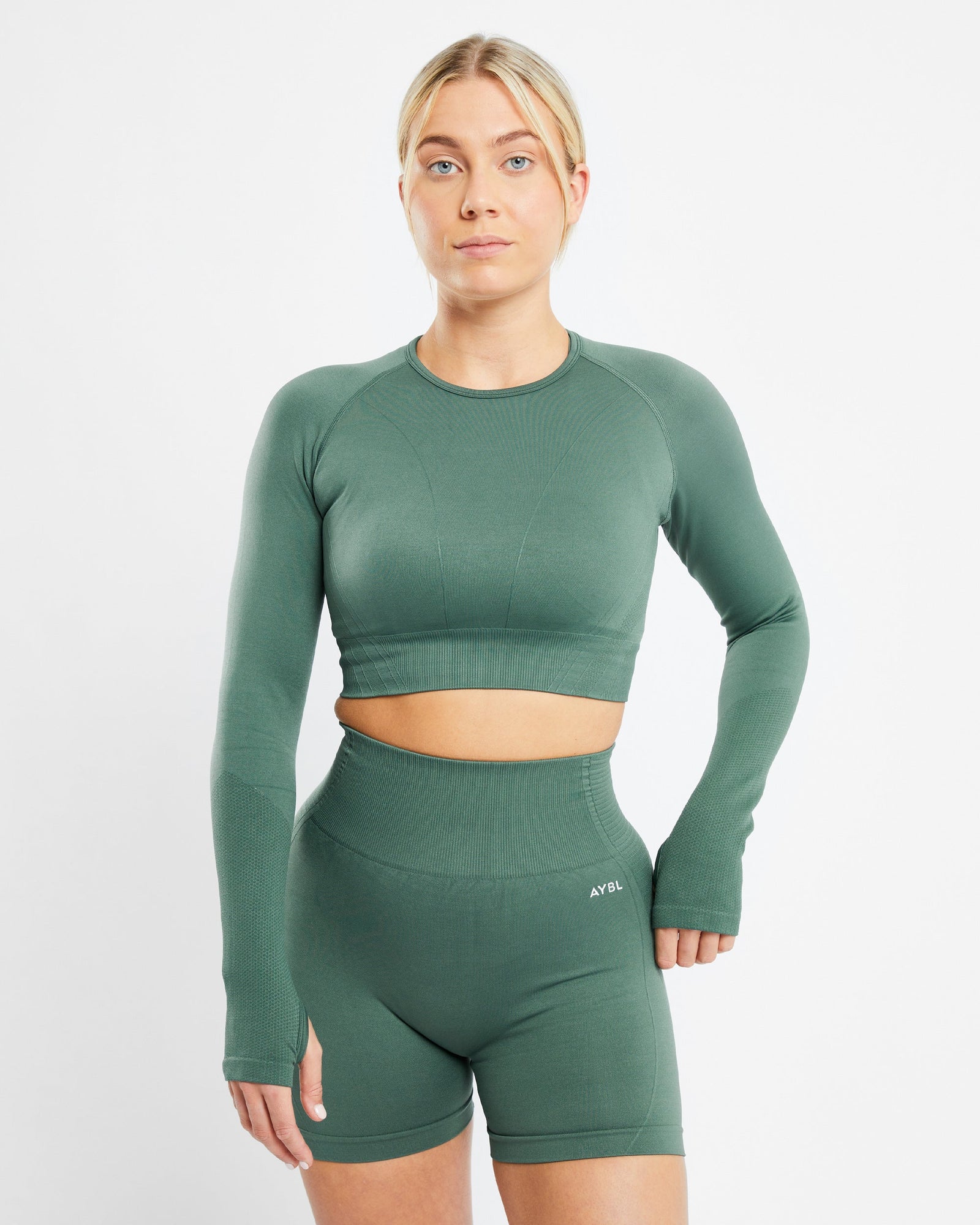 Balance V2 Seamless Long Sleeve Crop Top - Green - aybldev