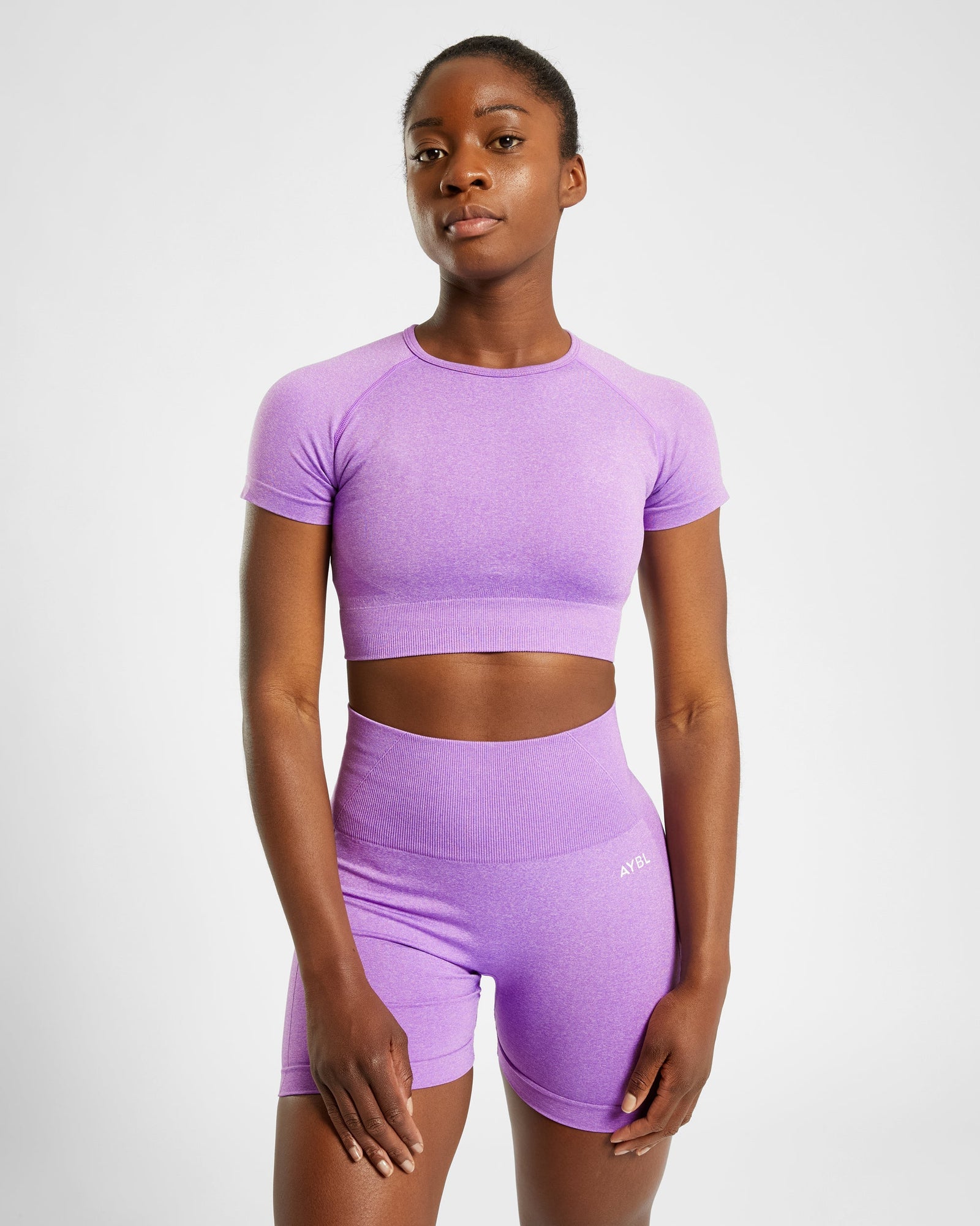 Empower Seamless Crop Top - Purple Marl - aybldev