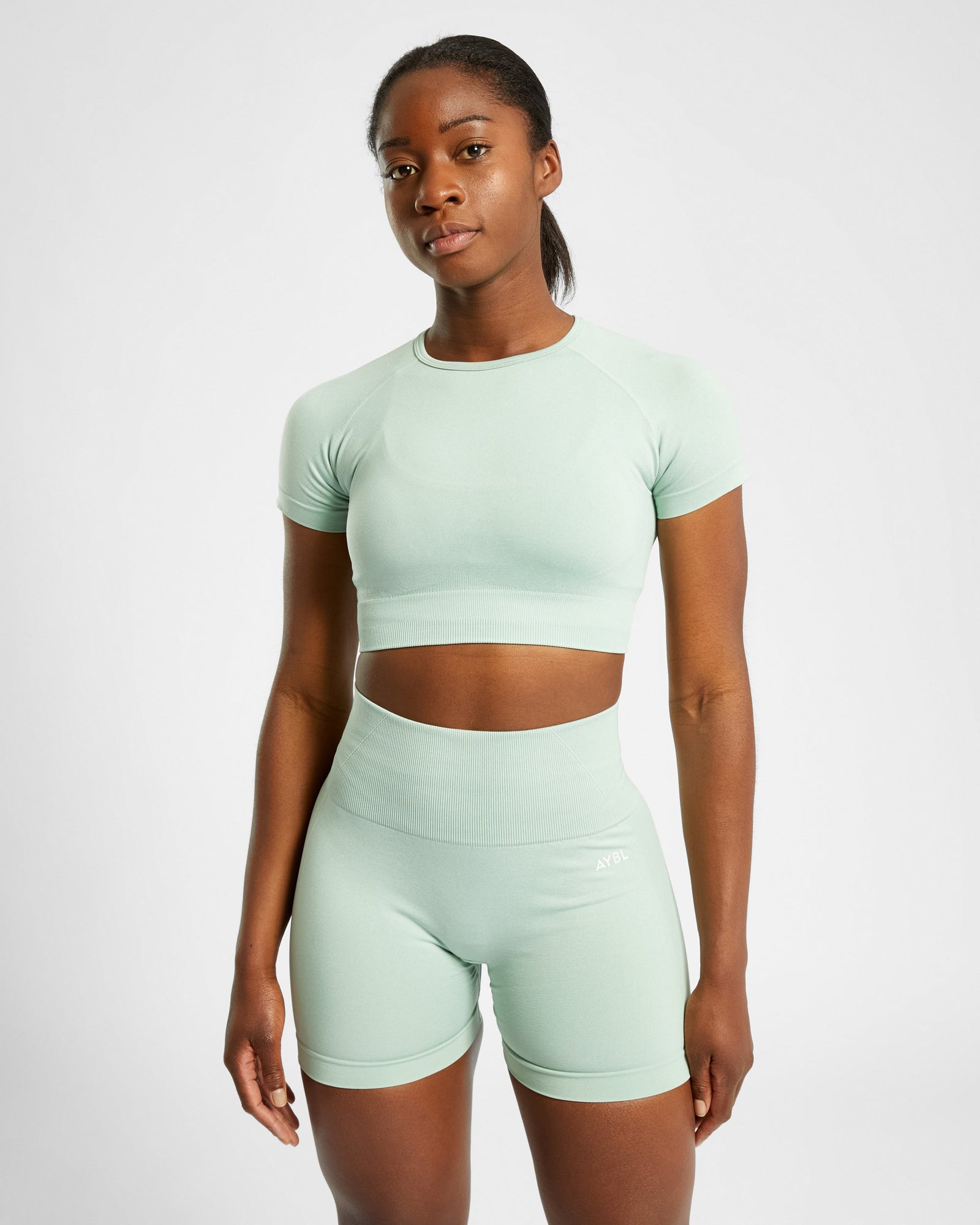 Empower Seamless Crop Top - Spring Green Marl - aybldev