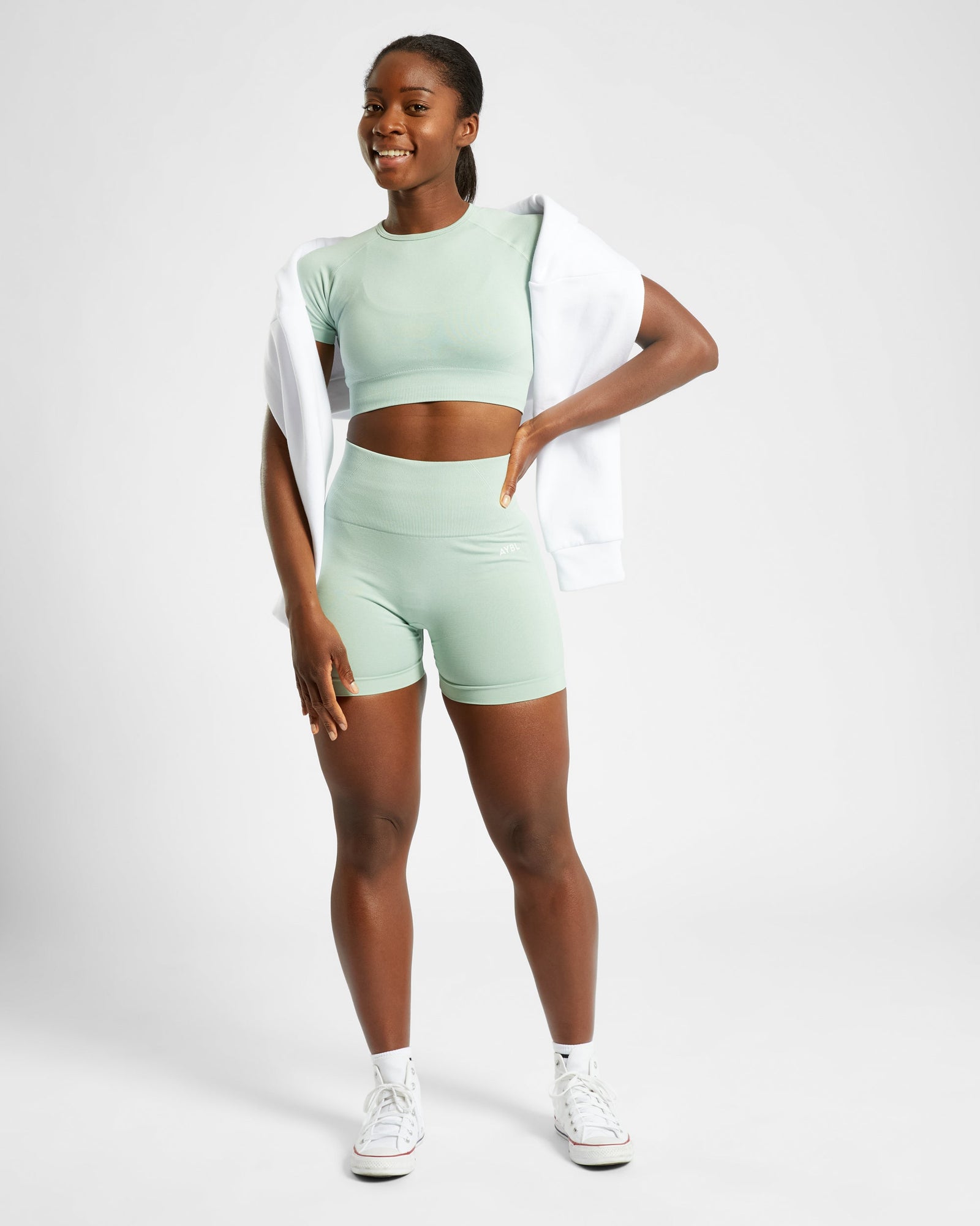 Empower Seamless Crop Top - Spring Green Marl - aybldev