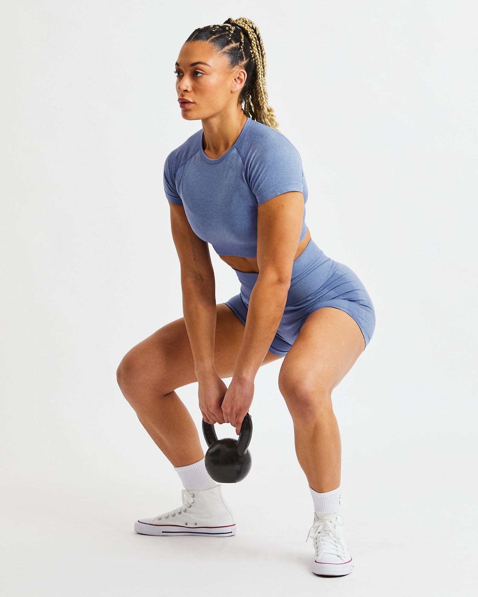 Empower Seamless Shorts - Blue Marl - aybldev