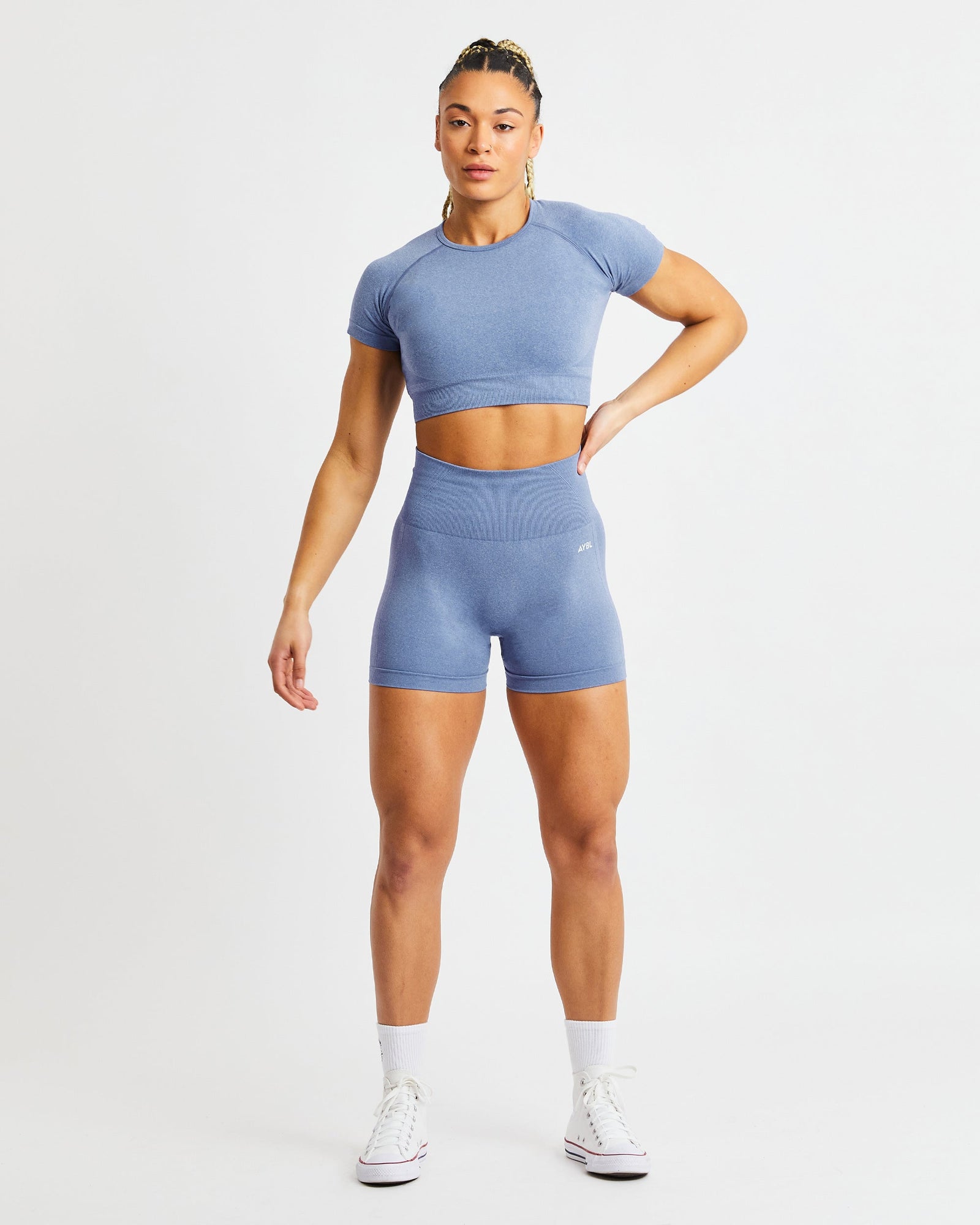 Empower Seamless Shorts - Blue Marl - aybldev