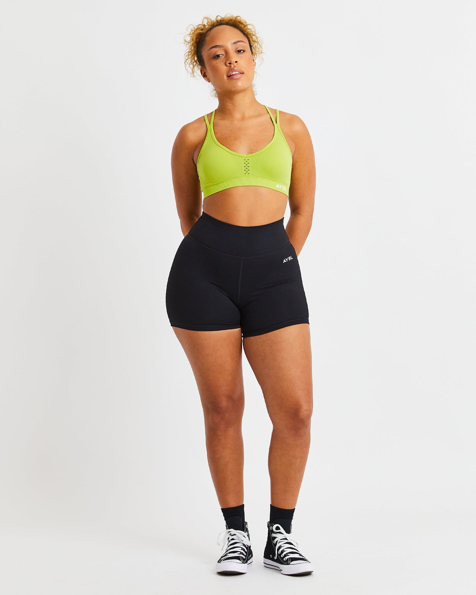 Essential Seamless Strappy Sports Bra - Lime Green - aybldev