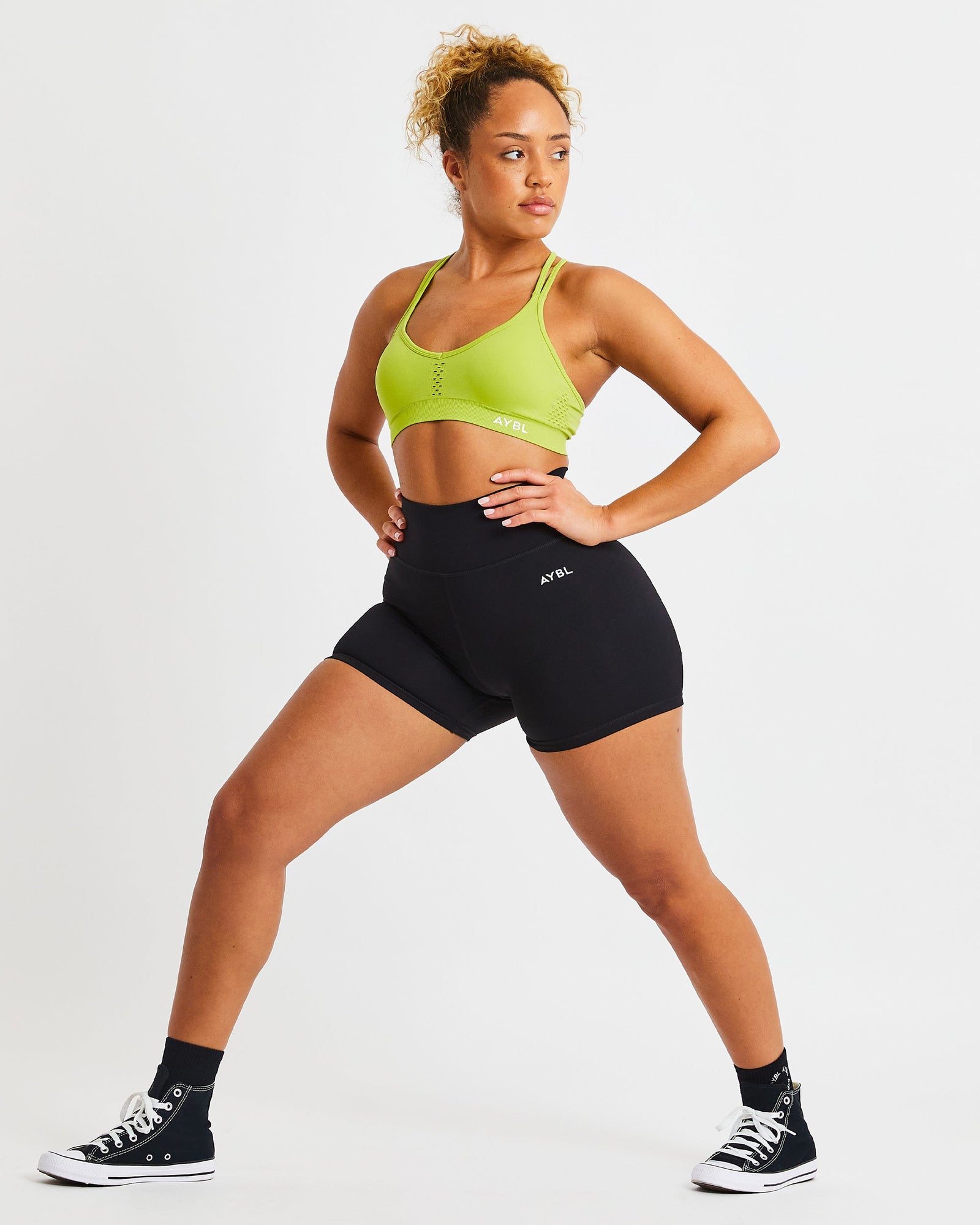 Essential Seamless Strappy Sports Bra - Lime Green - aybldev