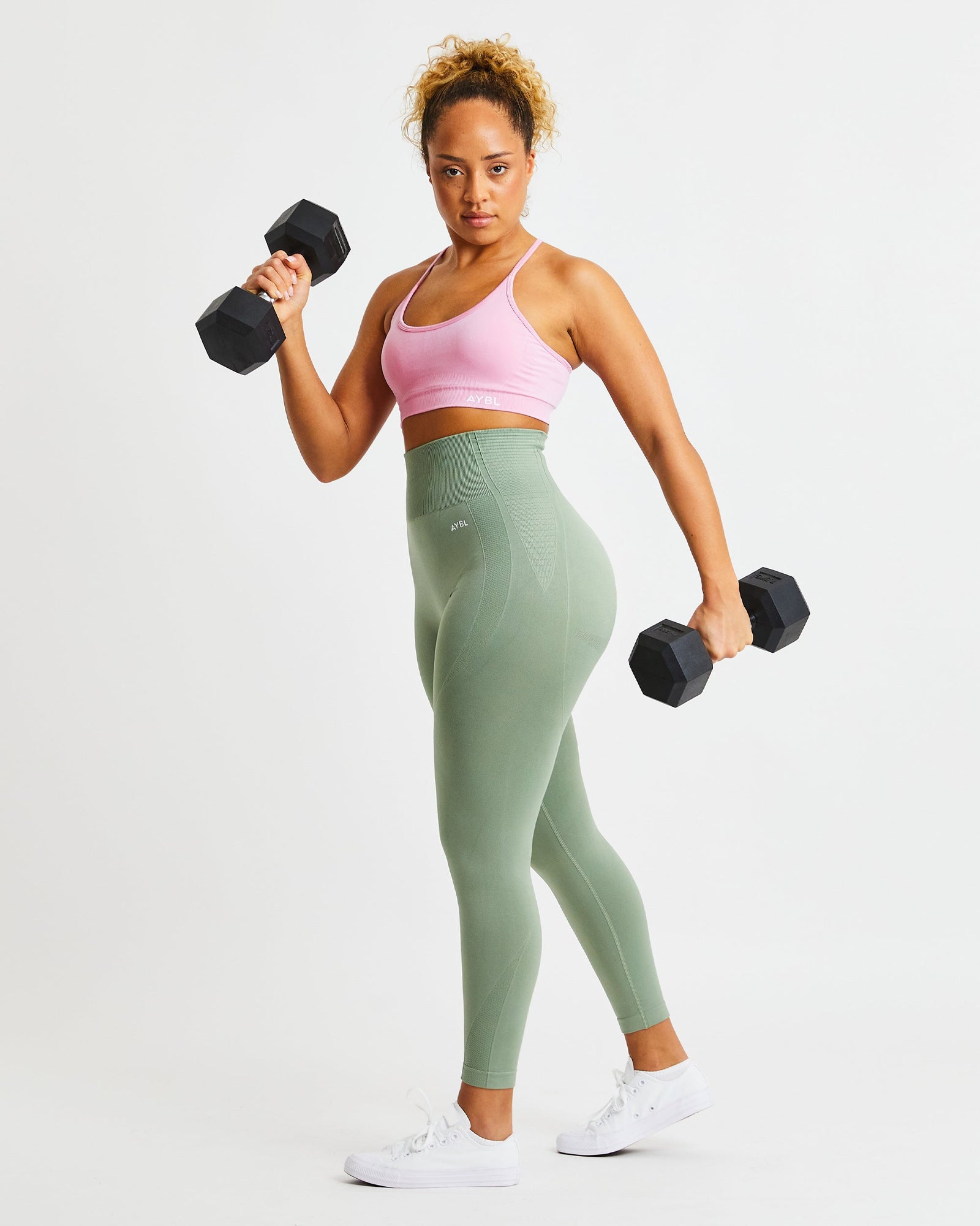 Essential Seamless V Neck Sports Bra - Baby Pink - aybldev