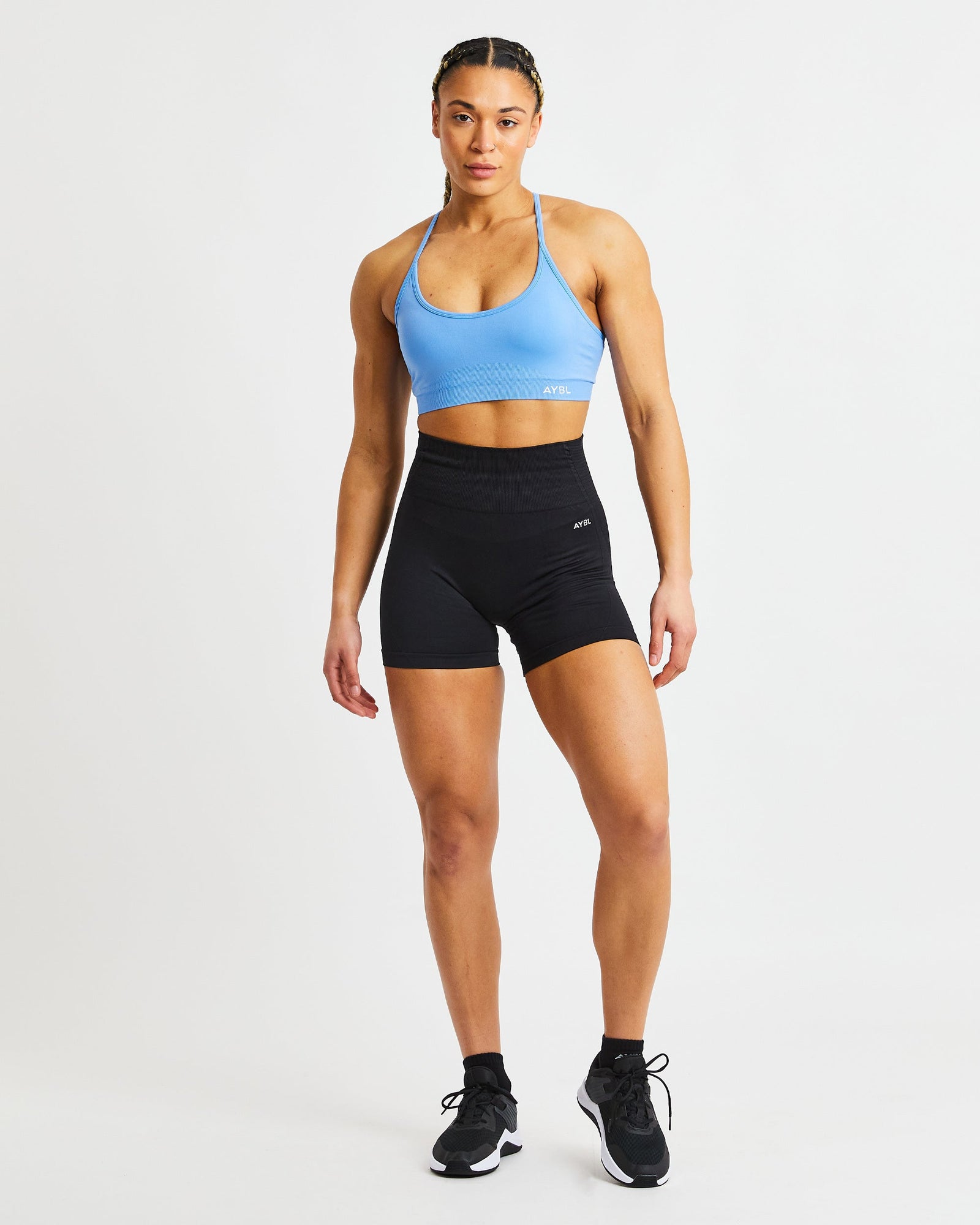 Essential Seamless V Neck Sports Bra - Spring Blue - aybldev