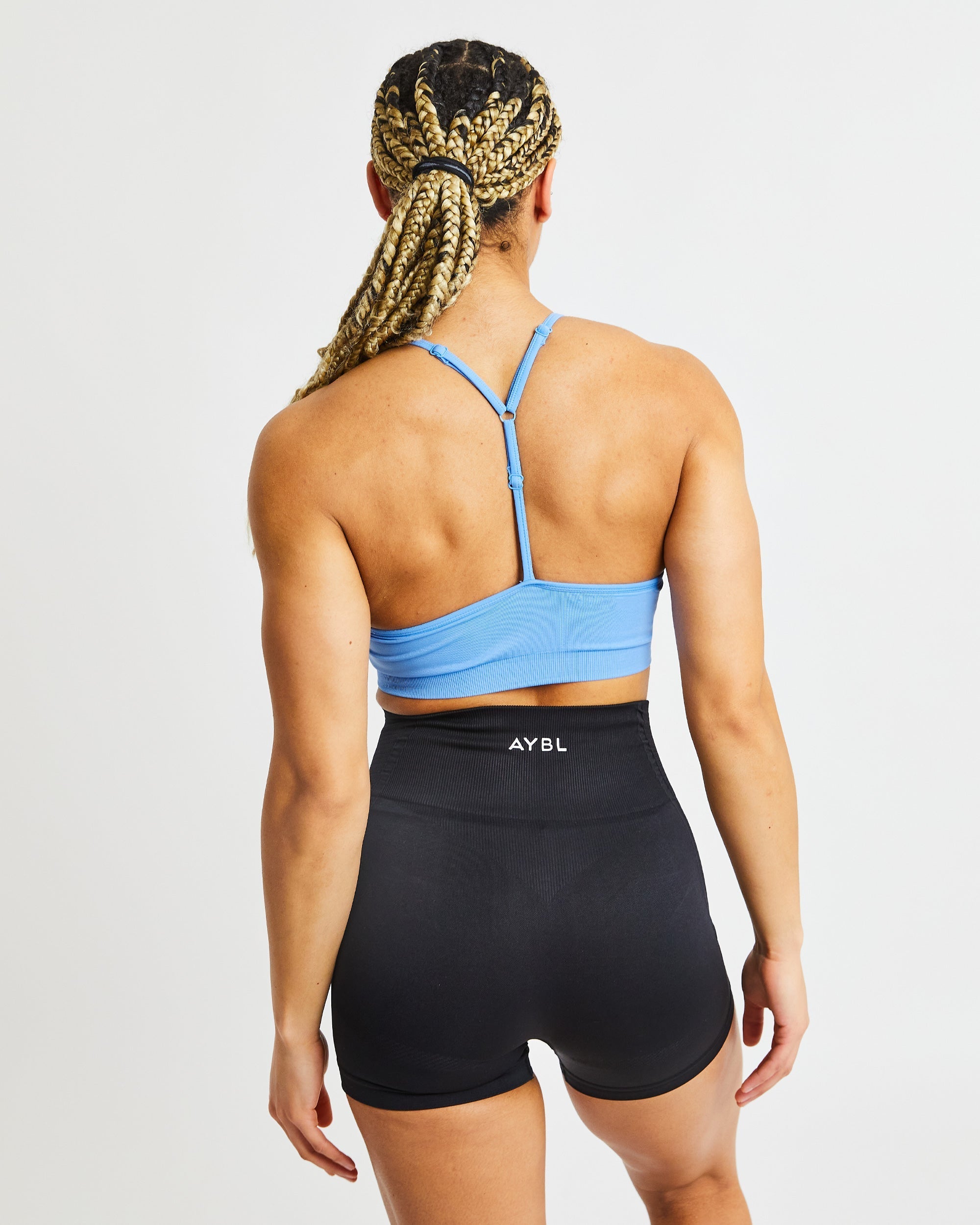 Essential Seamless V Neck Sports Bra - Spring Blue - aybldev