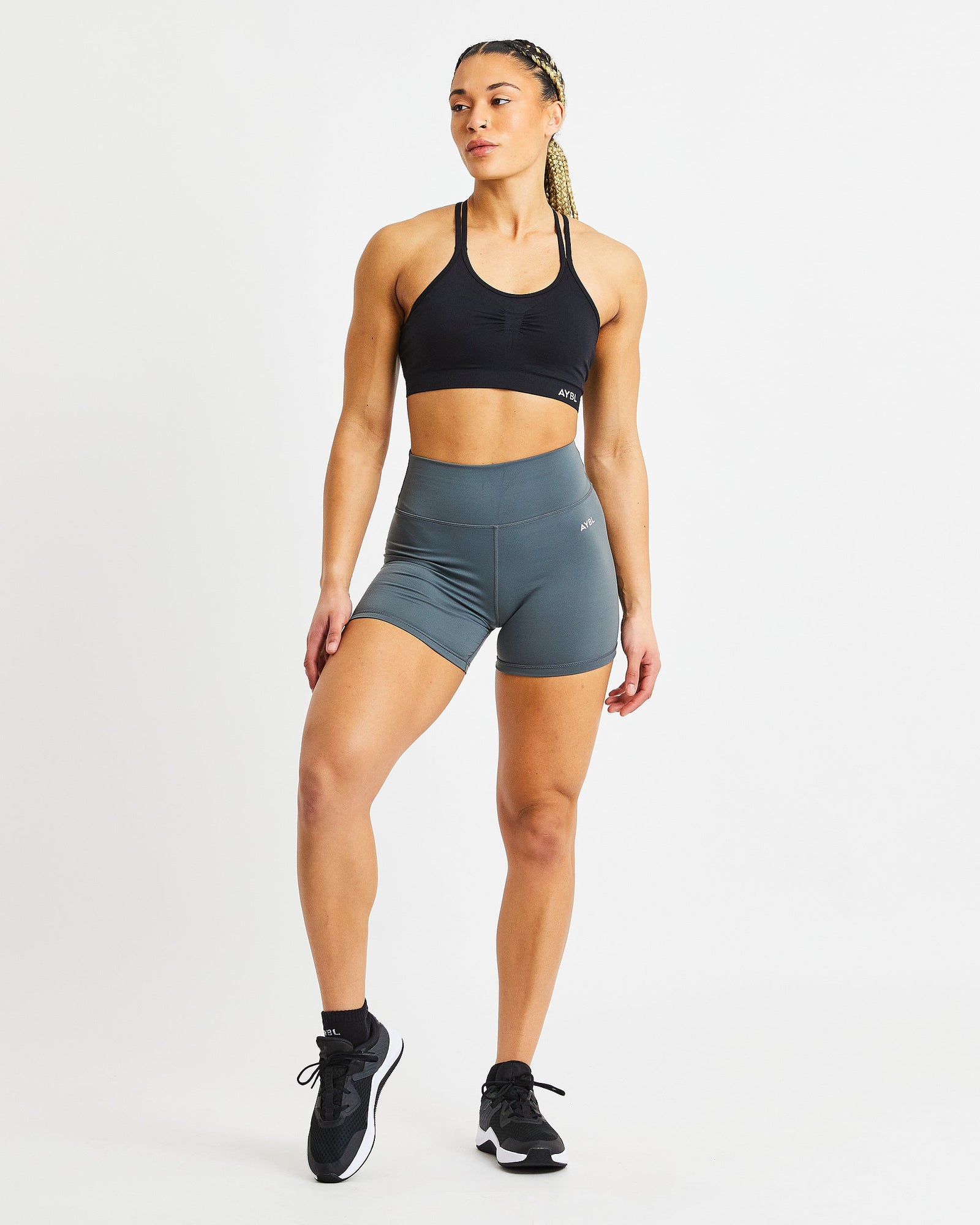 Essential Seamless Ruched Sports Bra - Black - aybldev