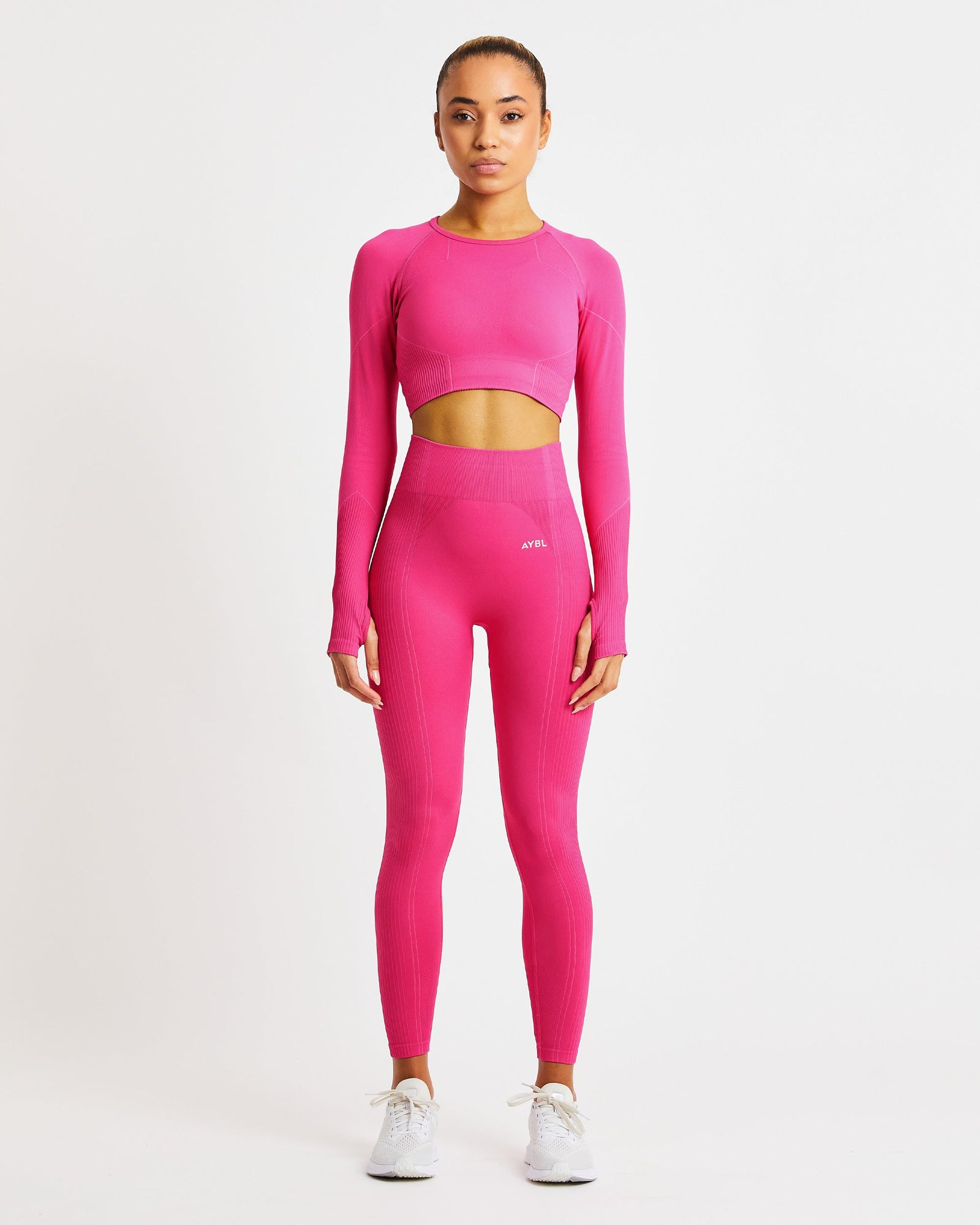 Reflex Seamless Long Sleeve Crop Top - Fuchsia Pink - aybldev