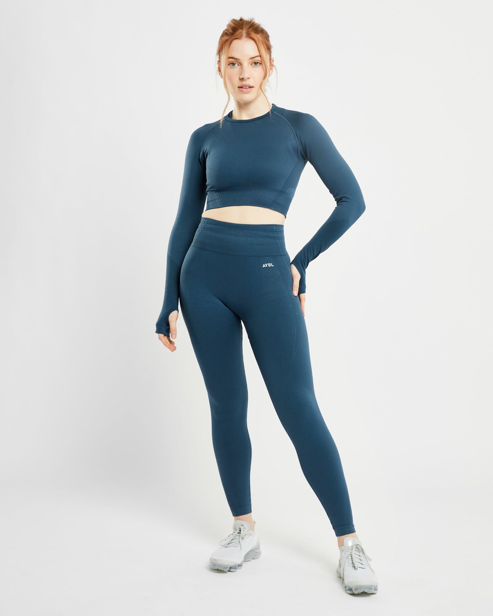 Balance V2 Seamless Long Sleeve Crop Top - Marine Blue - aybldev