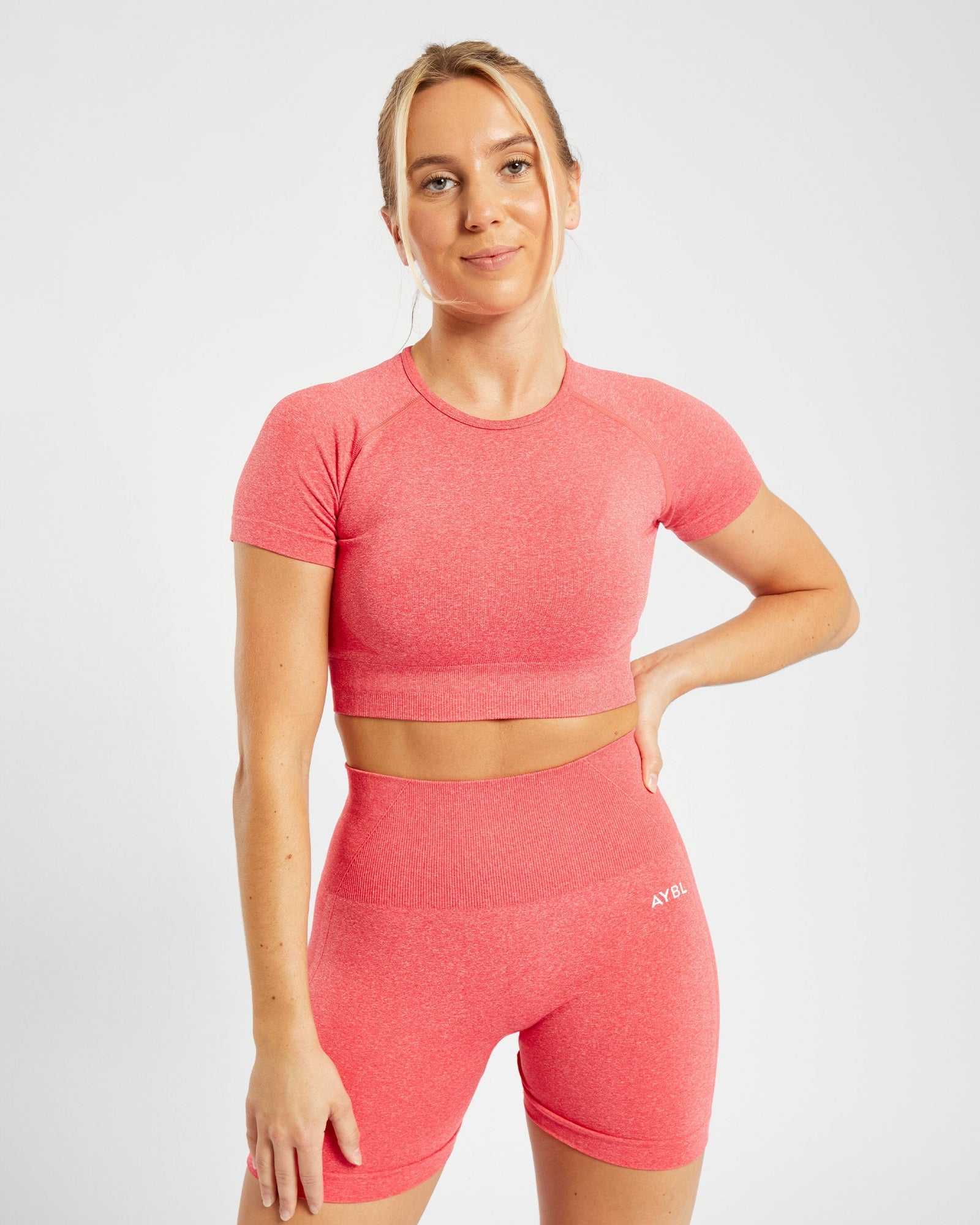 Empower Seamless Crop Top - Coral Red Marl - aybldev