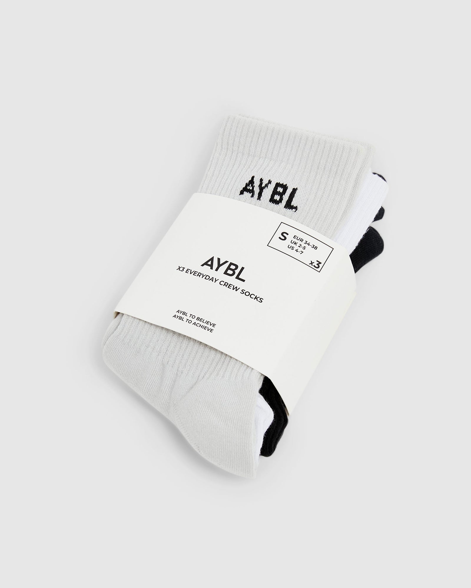 Everyday Crew Socks (3 Pack) - Black/White/Grey - aybldev