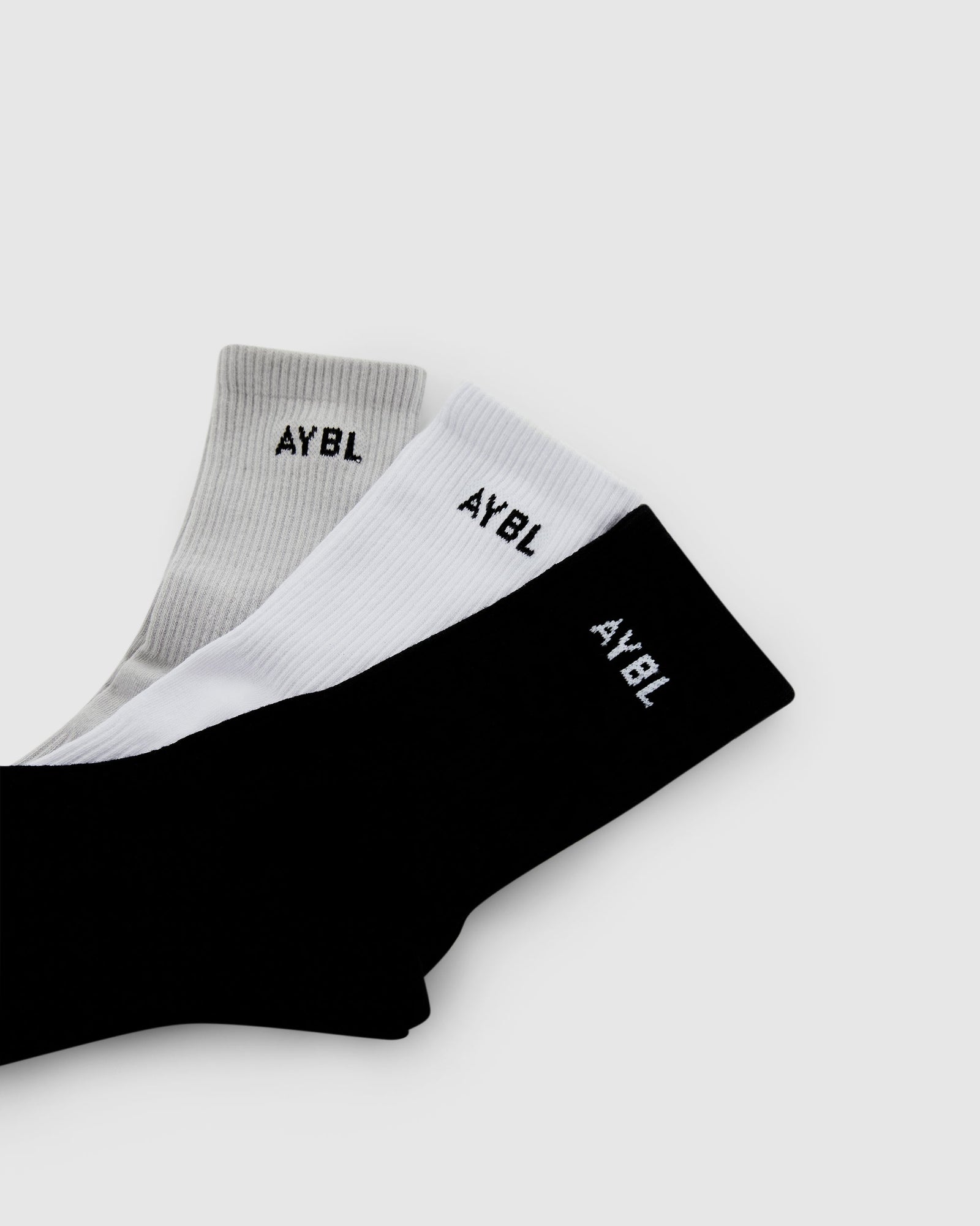 Everyday Crew Socks (3 Pack) - Black/White/Grey - aybldev